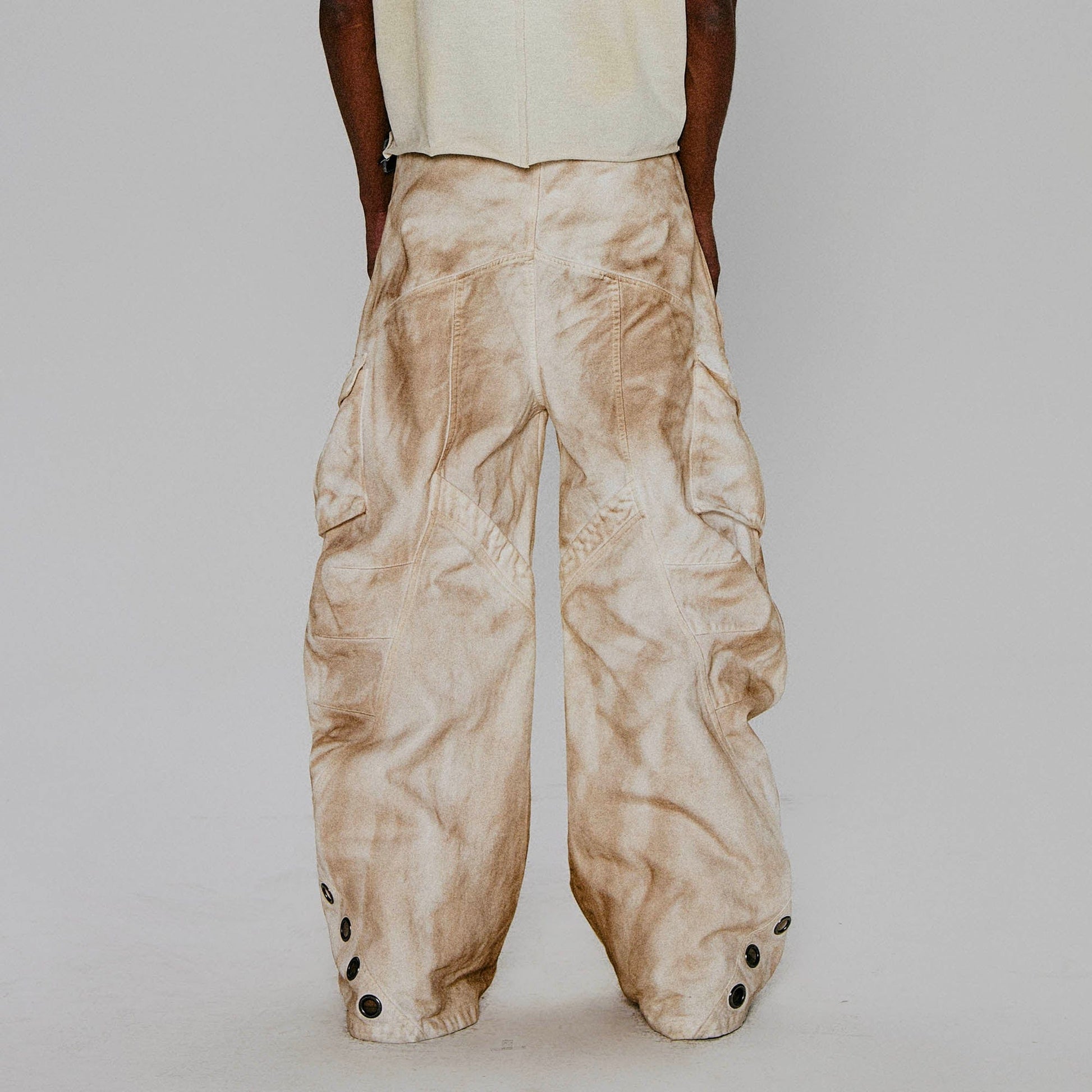 FLYERRER Rusted Double-Waist Multi-Pocket Curved-Leg Cargo-Pants-S-Free Shipping Leatheretro