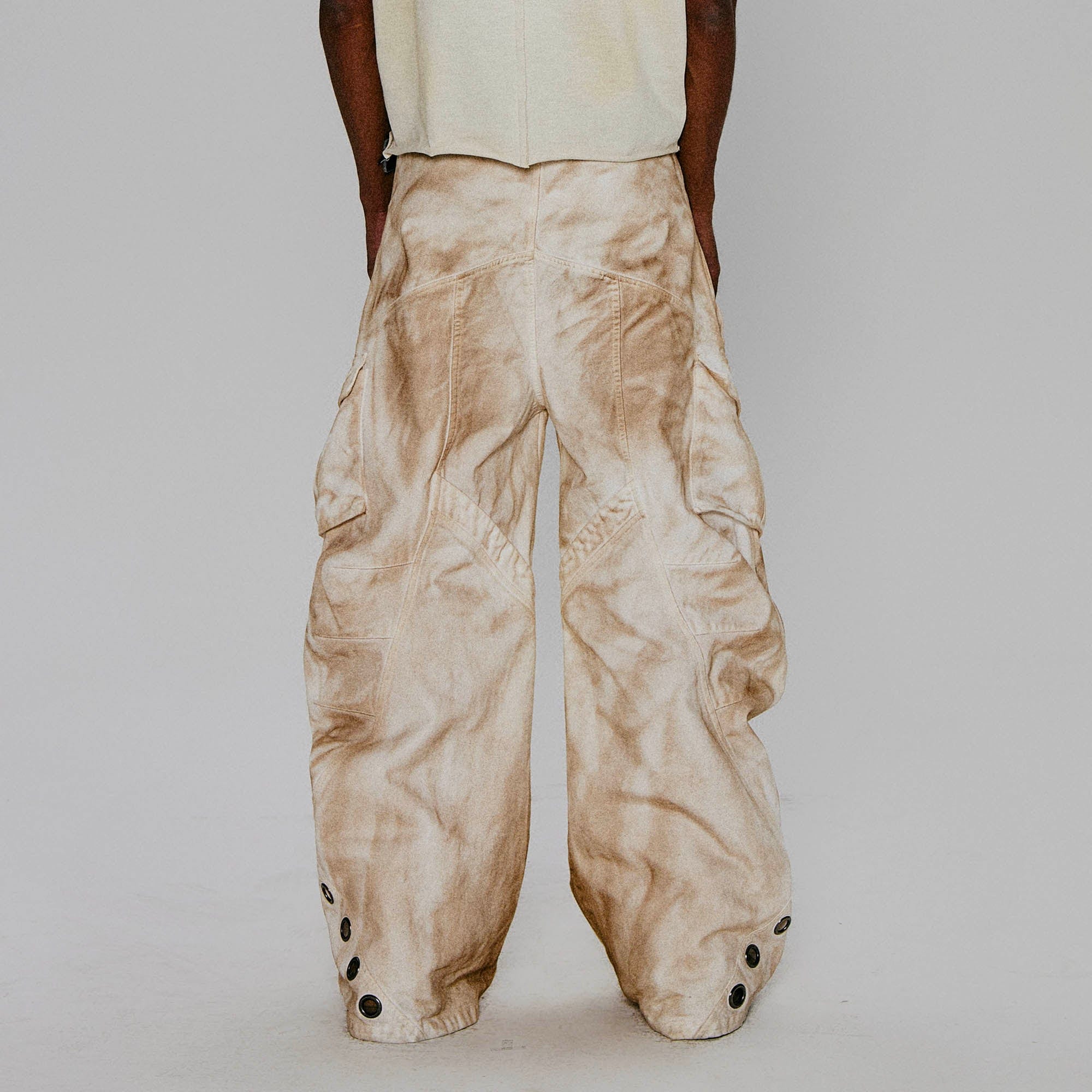 FLYERRER Rusted Double-Waist Multi-Pocket Curved-Leg Cargo-Pants-S-Free Shipping Leatheretro