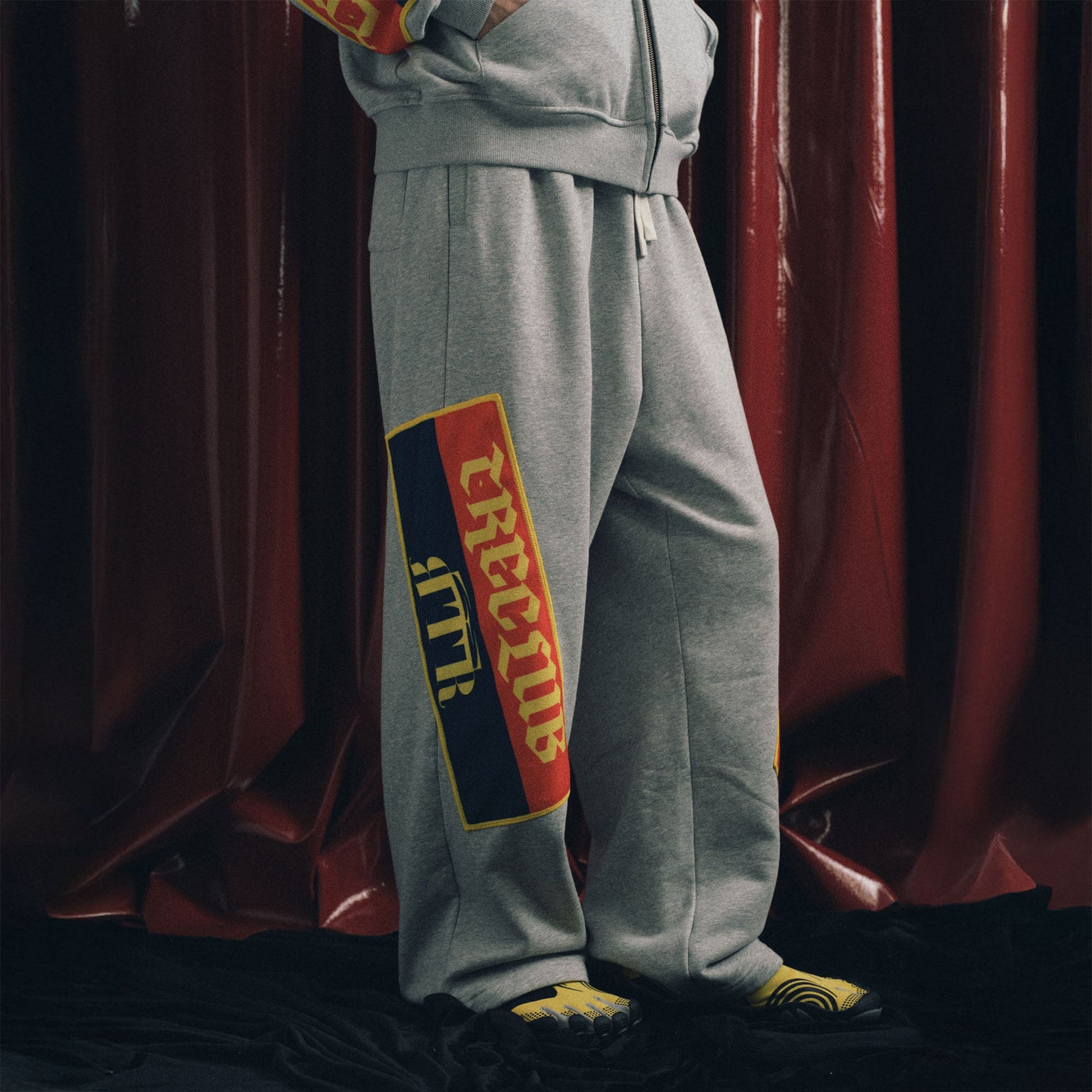 TRECLUB Graphic Patch Oversized Sweatpants-Pants-S-Gray-Free Shipping Leatheretro