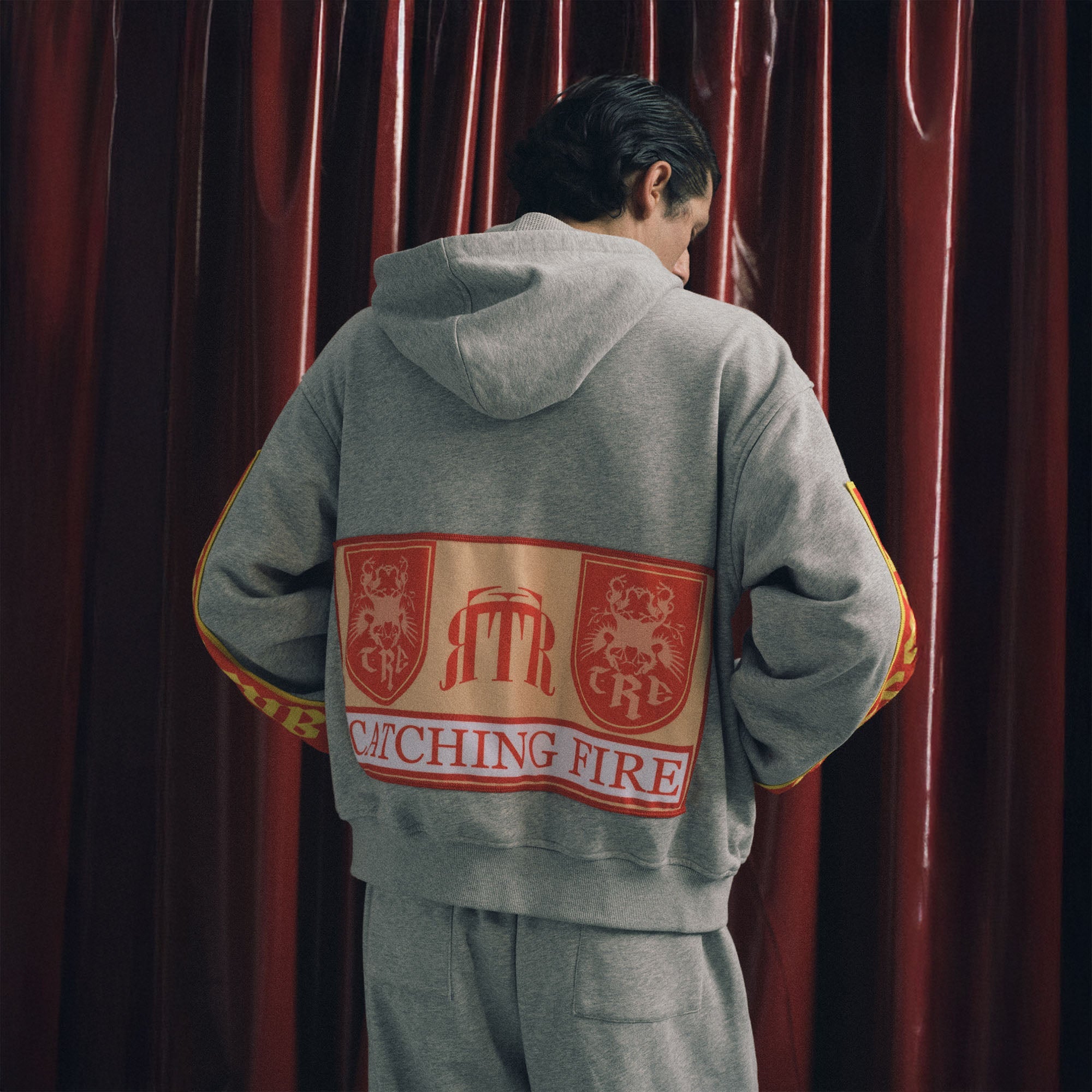 TRECLUB Graphic Patch Zip-Up Hoodie-Jacket-S-Gray-Free Shipping Leatheretro