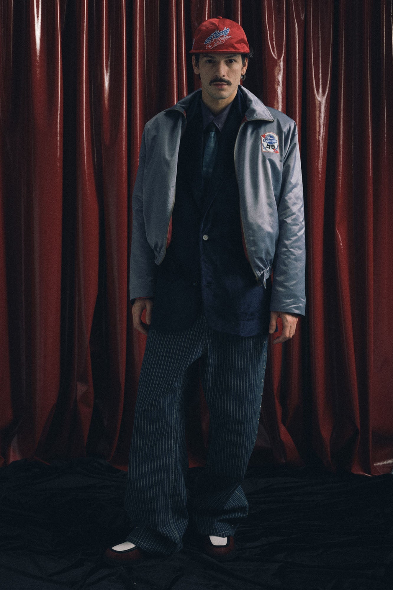 TRECLUB Studded Seam Striped Jeans-Jeans-S-Free Shipping Leatheretro