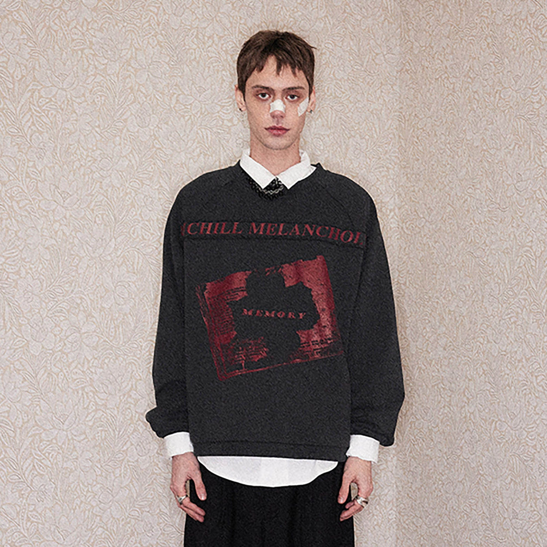 RICHILL Paneled Graphic Print Raglan Sweatshirt-Sweatshirt-S-Blue-Free Shipping Leatheretro