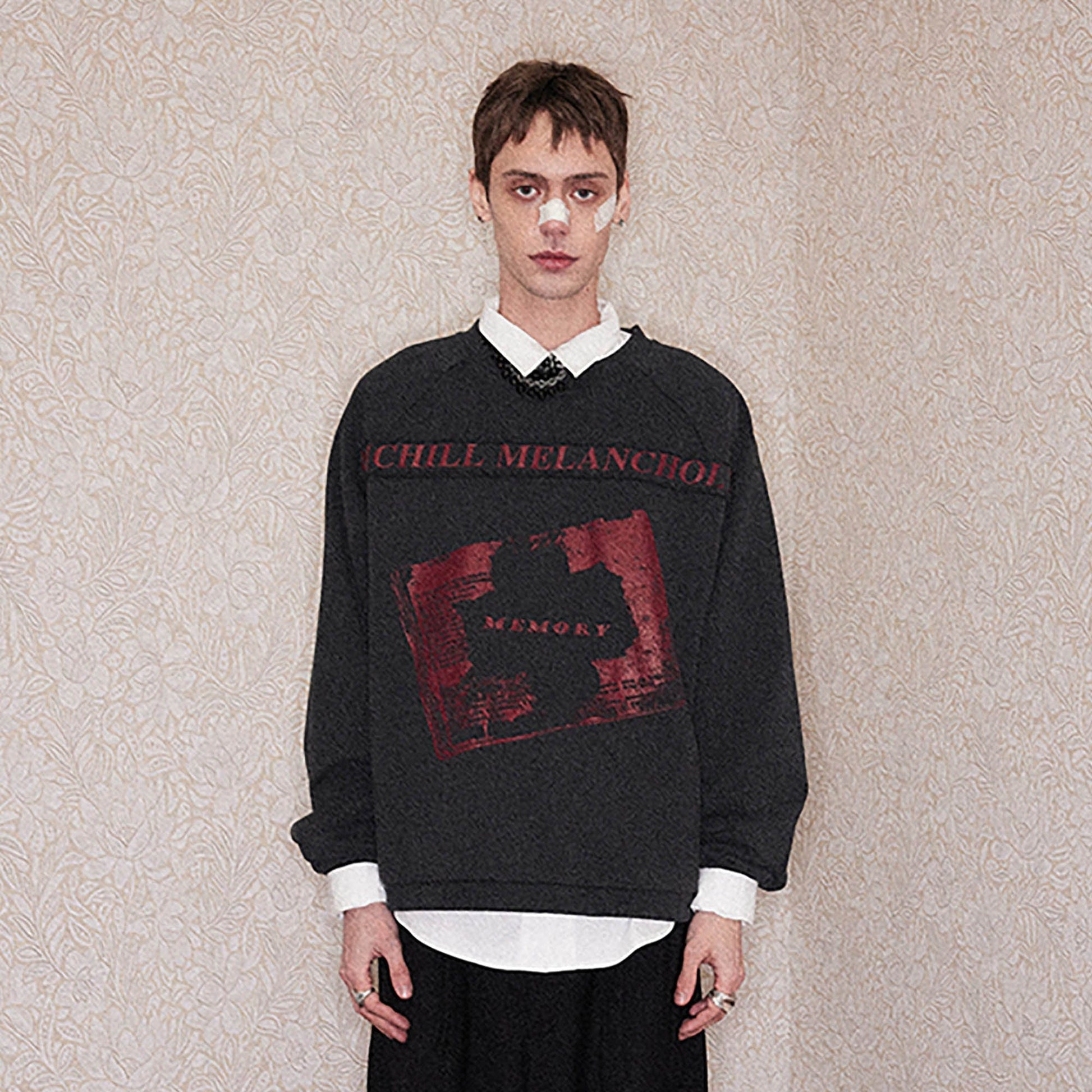 RICHILL Paneled Graphic Print Raglan Sweatshirt-Sweatshirt-S-Black-Free Shipping Leatheretro