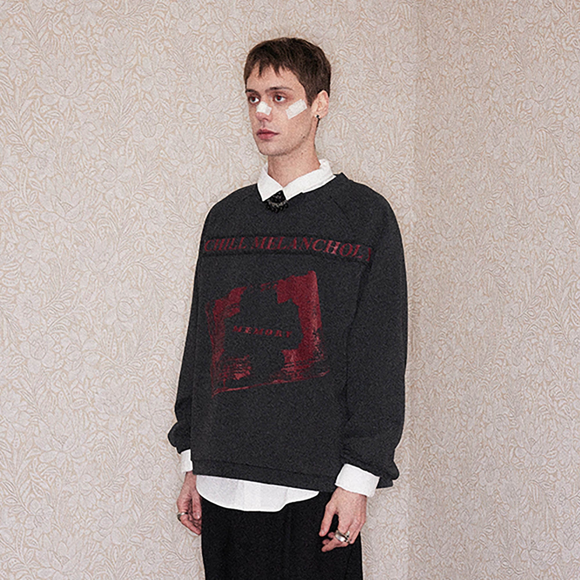 RICHILL Paneled Graphic Print Raglan Sweatshirt-Sweatshirt-S-Blue-Free Shipping Leatheretro