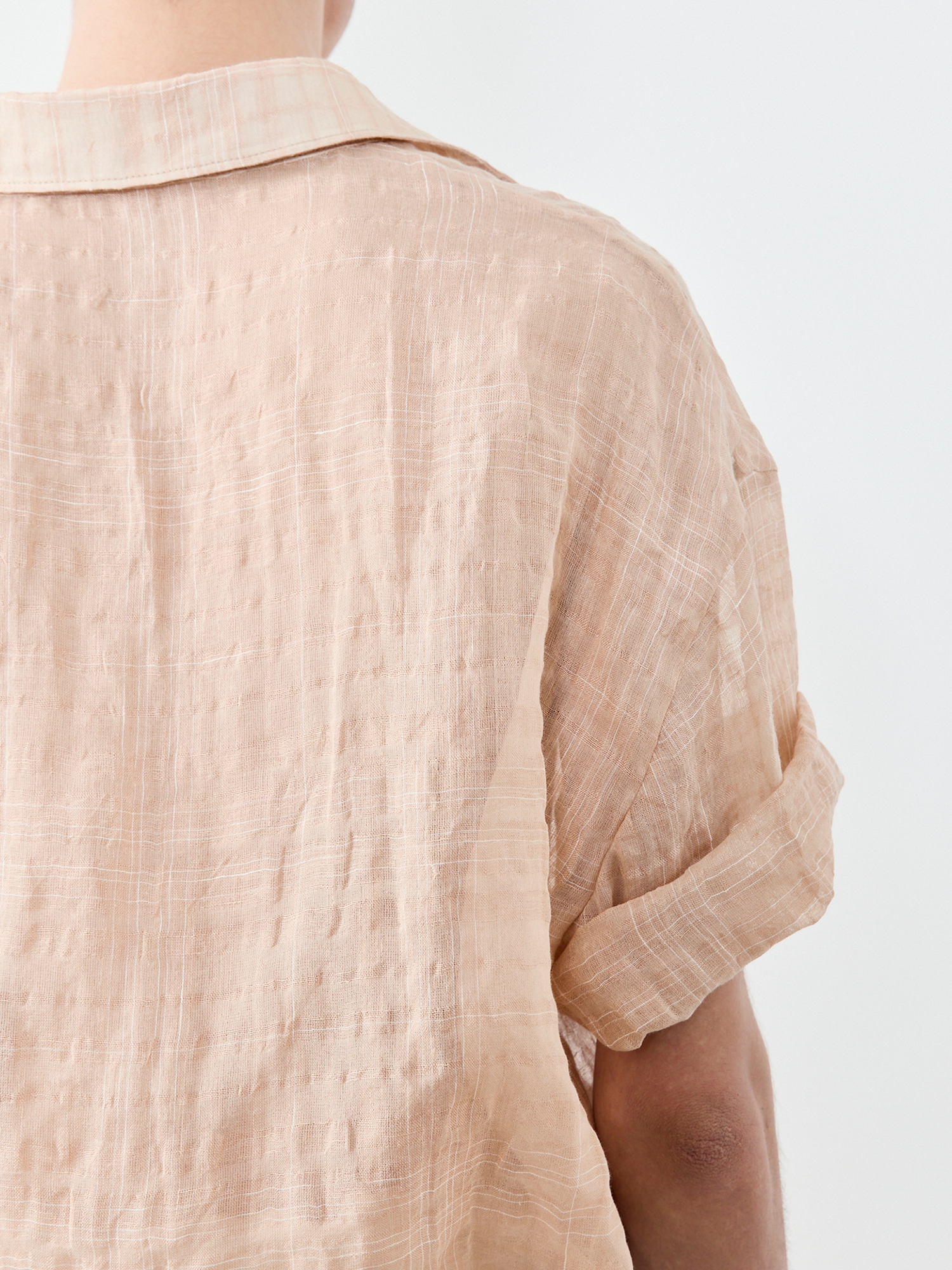 GRAINMUSTARD Linen-Cotton Plaid Half Shirt-Half shirt-XS-Green (S M for preorder)-Free Shipping Leatheretro