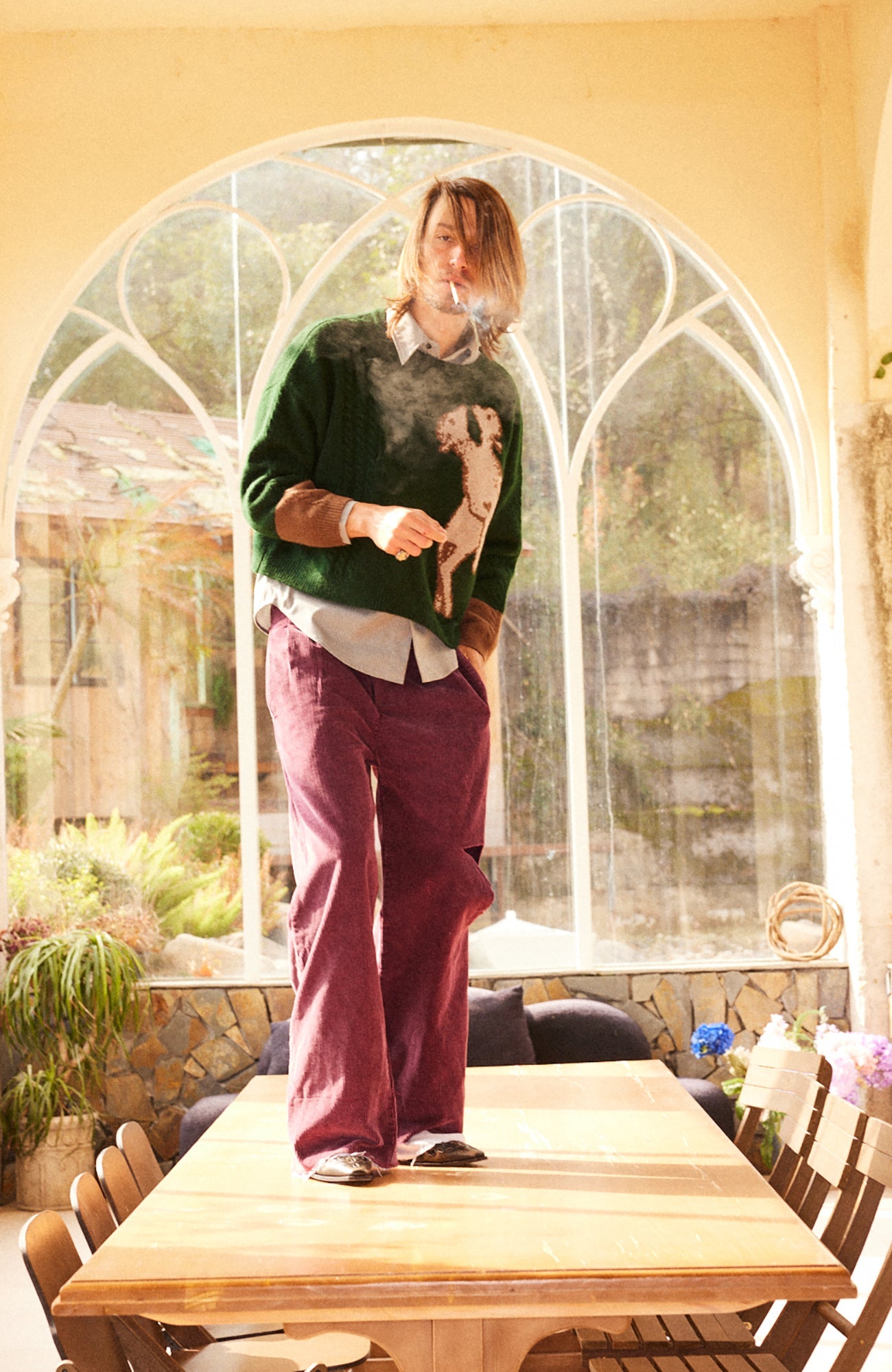 RICHILL Corduroy Raw Hem Wide-Leg Trousers-Pants-S-Free Shipping Leatheretro