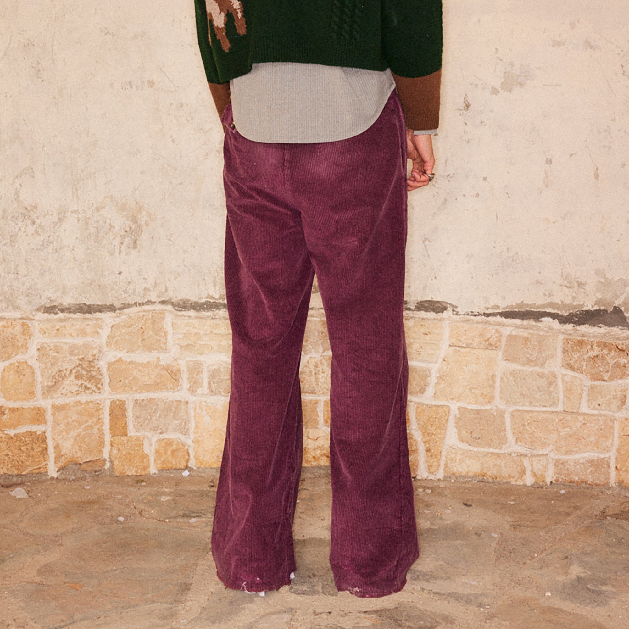 RICHILL Corduroy Raw Hem Wide-Leg Trousers-Pants-S-Free Shipping Leatheretro