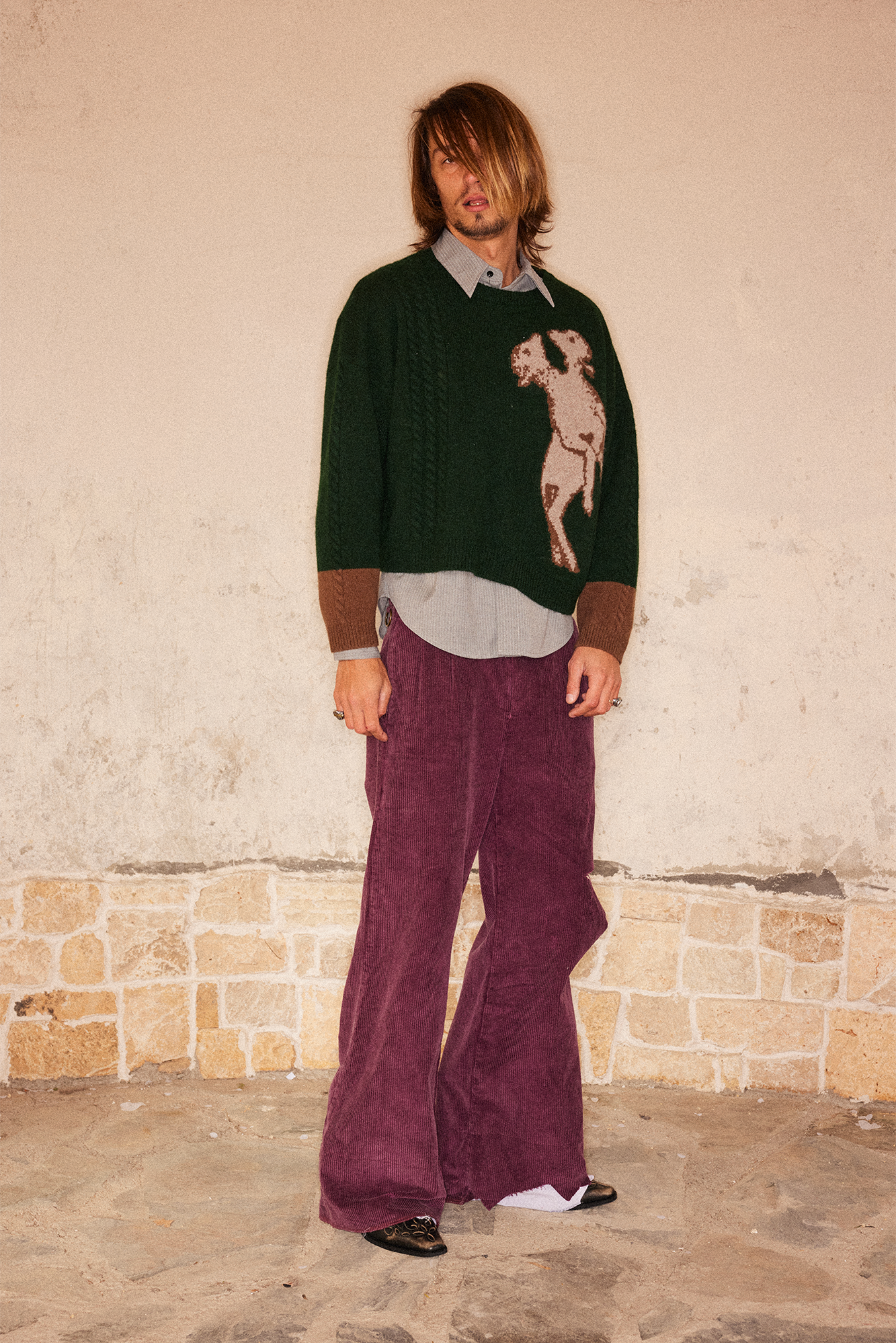 RICHILL Sheep Graphic Wool Crewneck Sweater-Sweater-S-Free Shipping Leatheretro