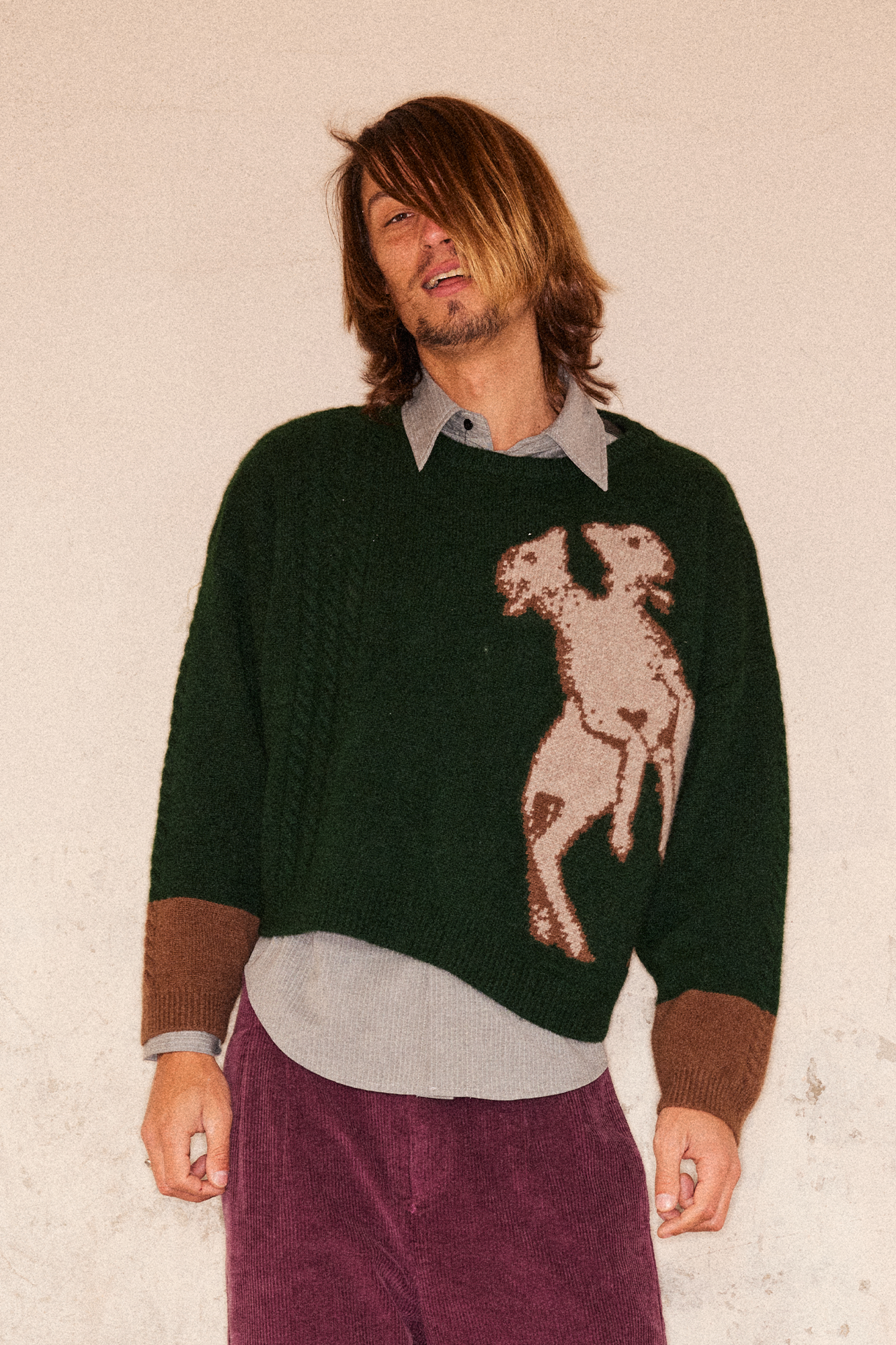 RICHILL Sheep Graphic Wool Crewneck Sweater-Sweater-S-Free Shipping Leatheretro