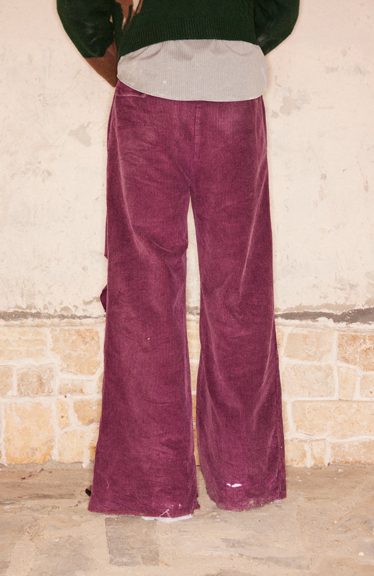 RICHILL Corduroy Raw Hem Wide-Leg Trousers-Pants-S-Free Shipping Leatheretro