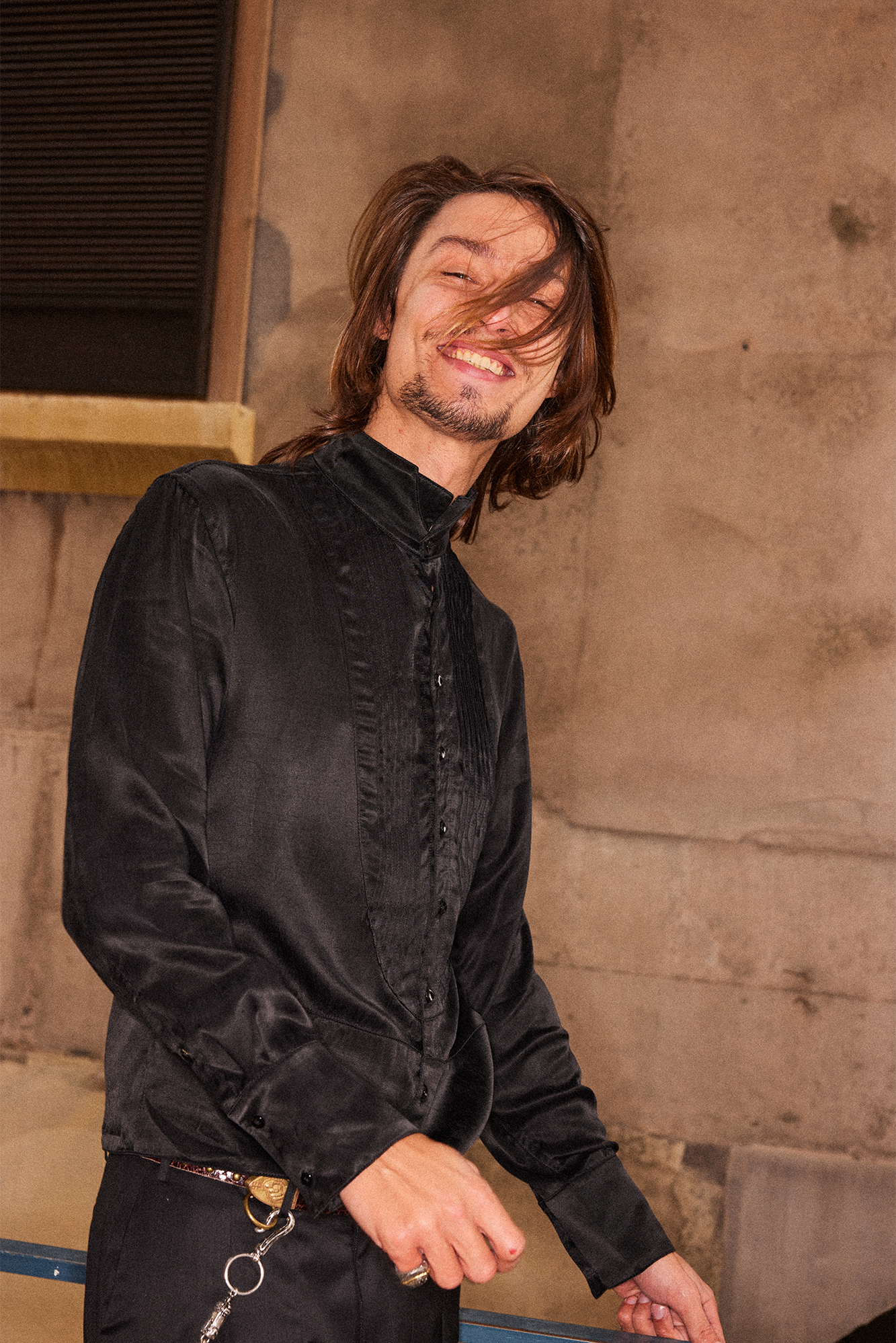 RICHILL Stand-Collar Pintuck Shirt-Jacket-S-Free Shipping Leatheretro