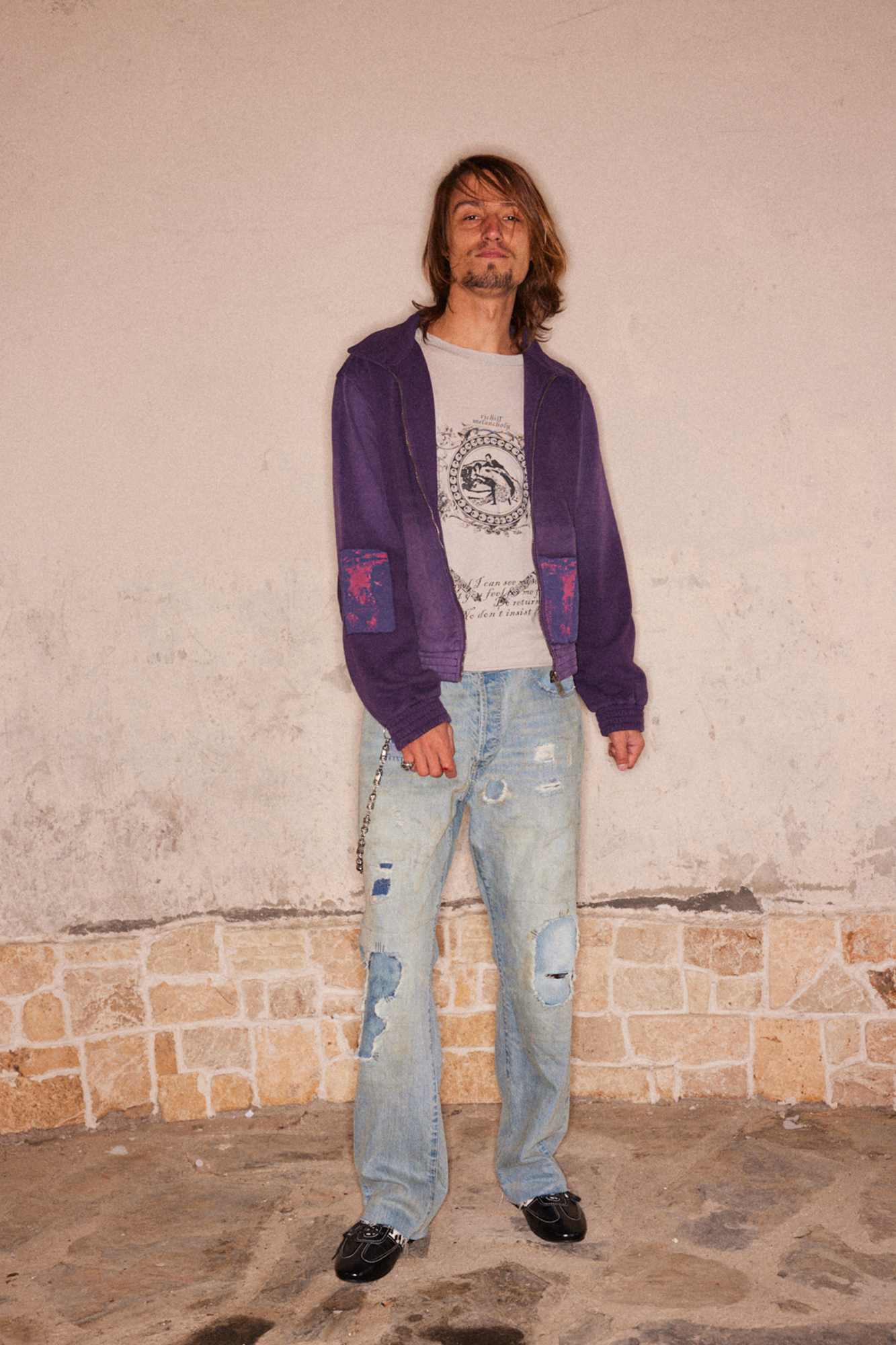 RICHILL Washed Patch Graphic Jacket-Jacket-S-Free Shipping Leatheretro