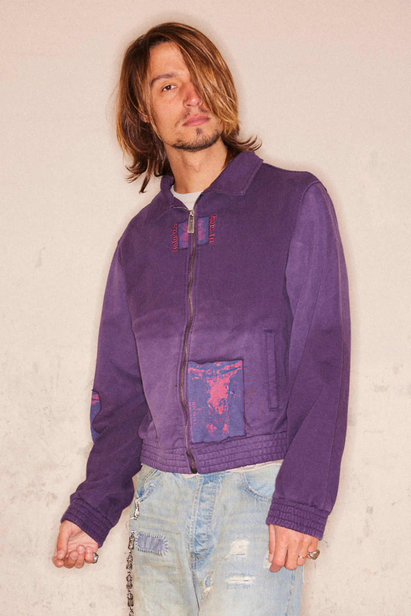 RICHILL Washed Patch Graphic Jacket-Jacket-S-Free Shipping Leatheretro