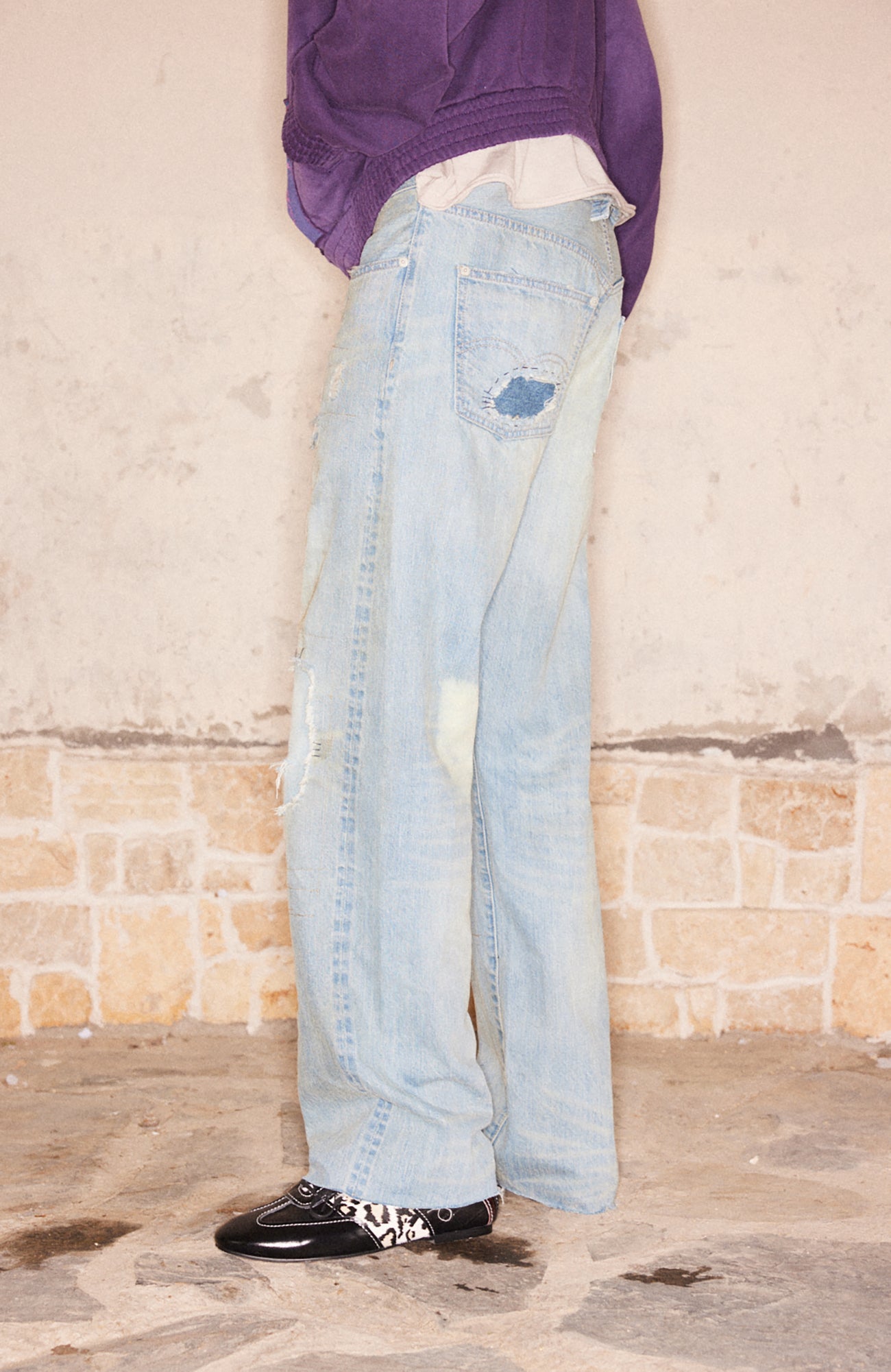 RICHILL Distressed Paneled Washed Straight-Leg Jeans-Jeans-S-Free Shipping Leatheretro