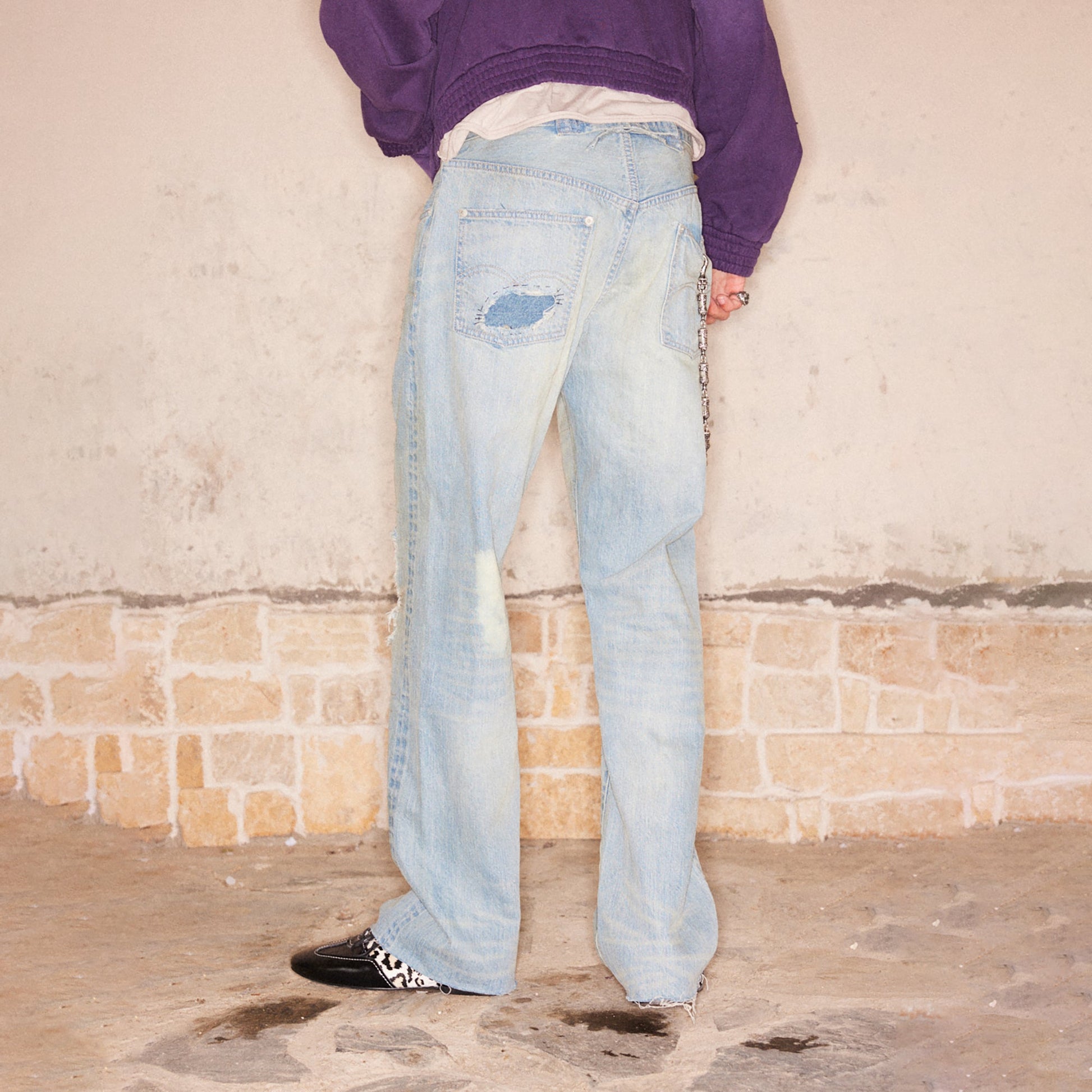 RICHILL Distressed Paneled Washed Straight-Leg Jeans-Jeans-S-Free Shipping Leatheretro