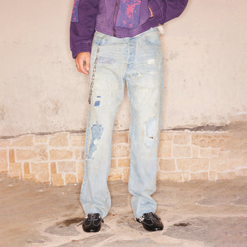 RICHILL Distressed Paneled Washed Straight-Leg Jeans-Jeans-S-Free Shipping Leatheretro