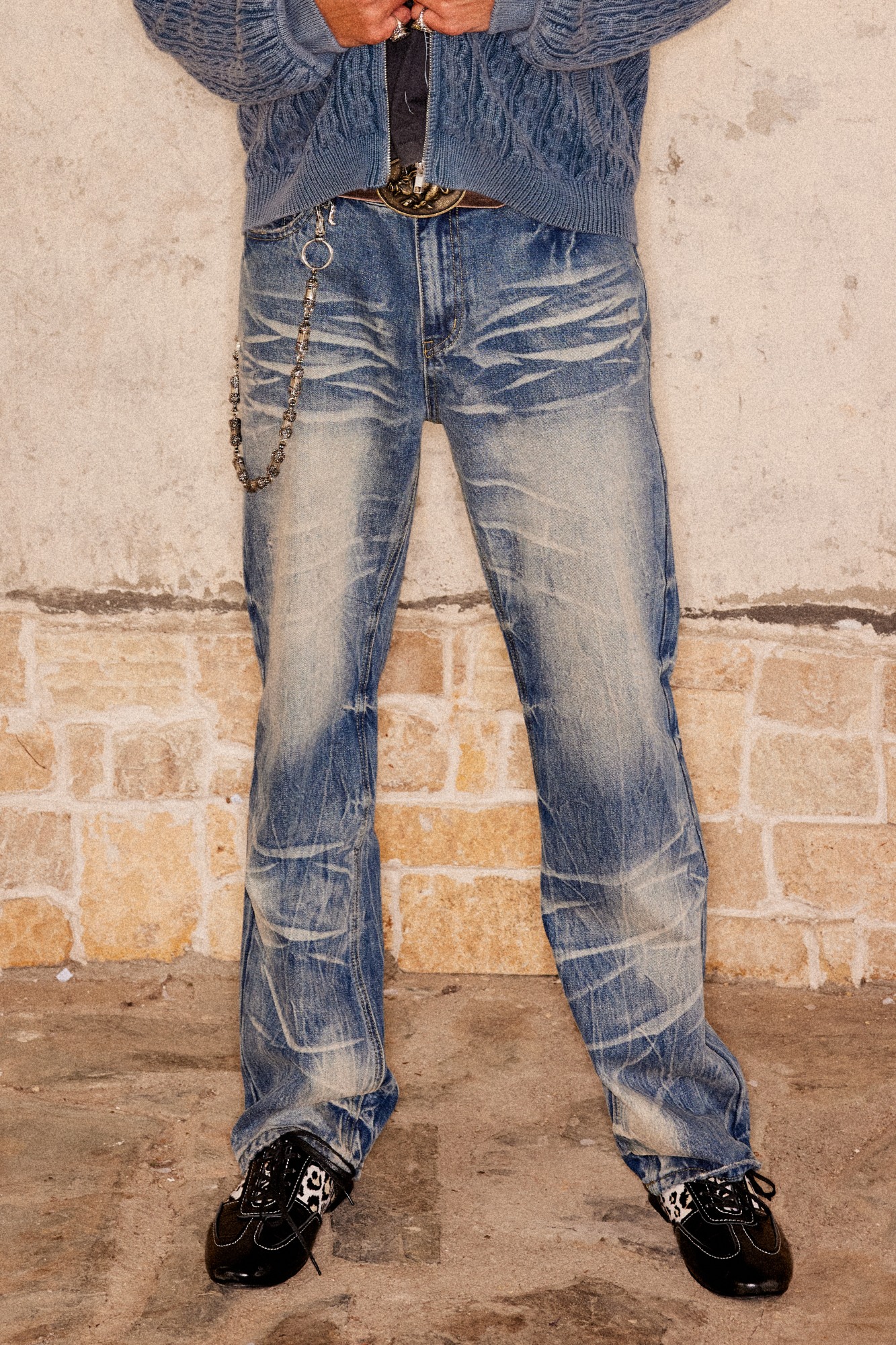 RICHILL Wash-Whisker Distressed Straight-Leg Jeans-Jeans-S-Free Shipping Leatheretro