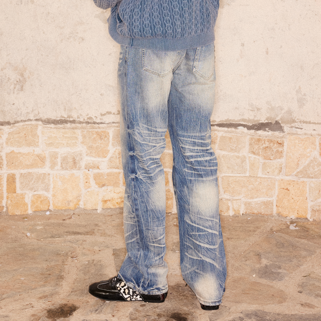 RICHILL Wash-Whisker Distressed Straight-Leg Jeans-Jeans-S-Free Shipping Leatheretro