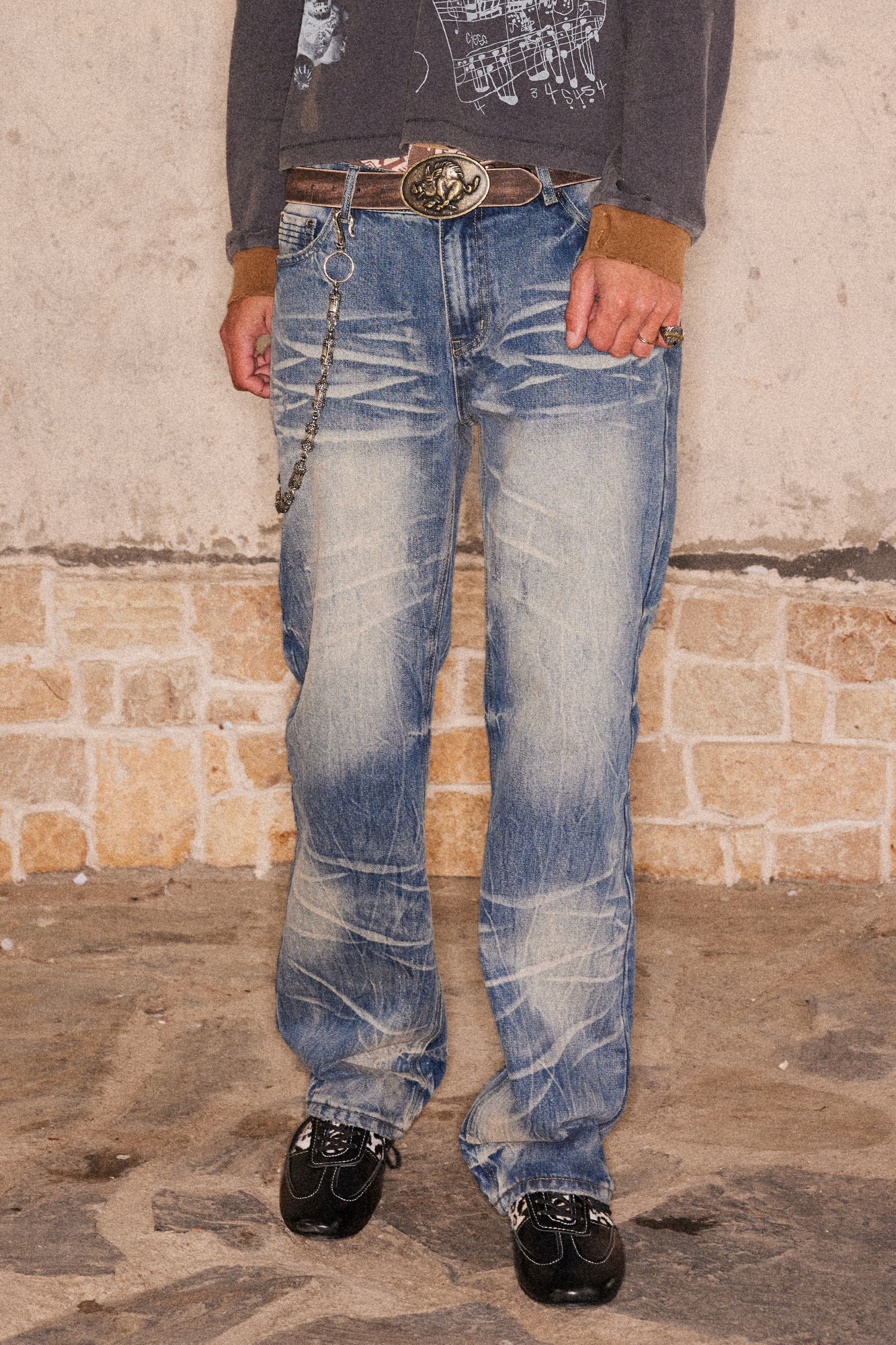 RICHILL Wash-Whisker Distressed Straight-Leg Jeans-Jeans-S-Free Shipping Leatheretro