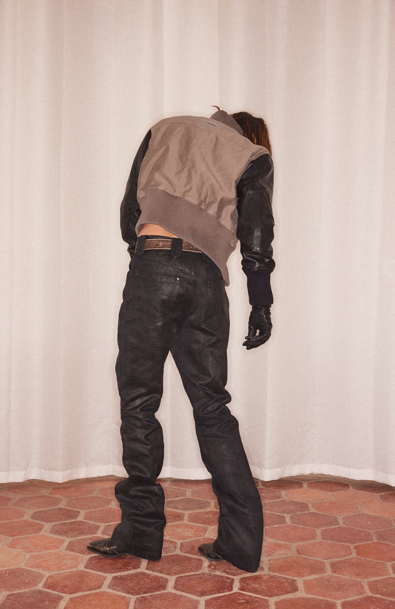 RICHILL Cracked Coated Flared Denim Pants-Pants-S-Free Shipping Leatheretro