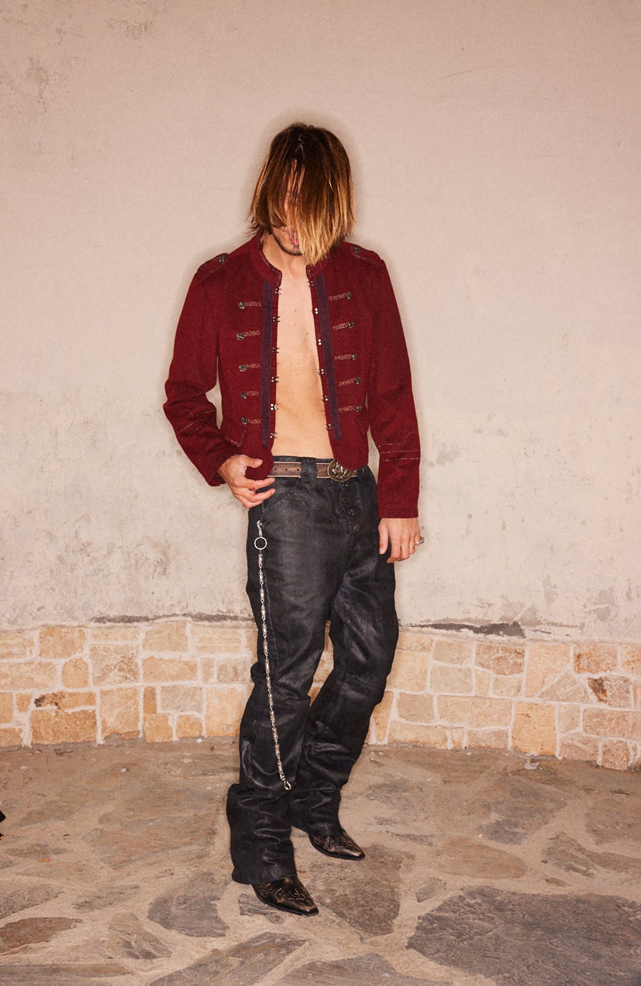 RICHILL Cracked Coated Flared Denim Pants-Pants-S-Free Shipping Leatheretro