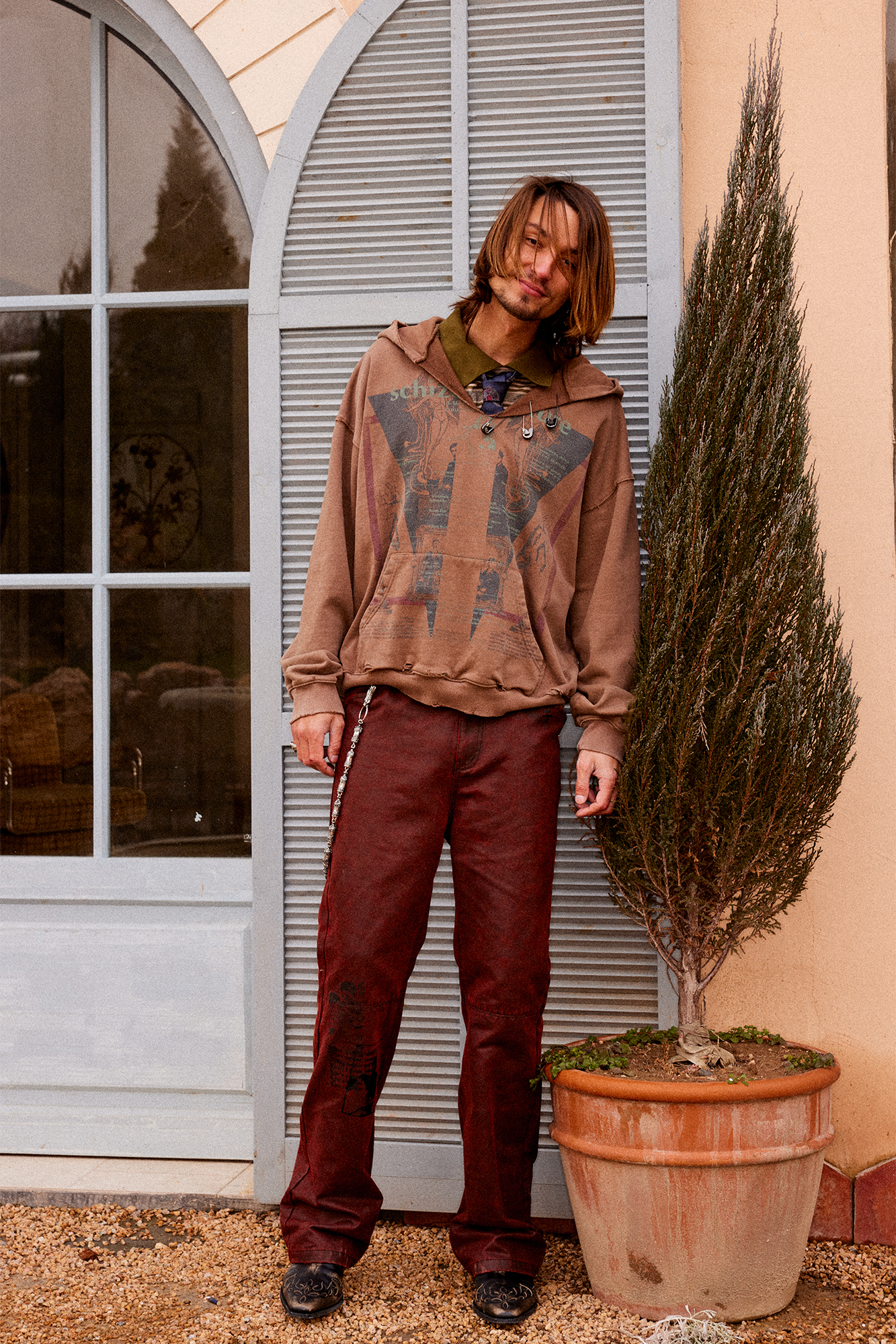 RICHILL Printed Coated Flared Pants-Pants-S-Free Shipping Leatheretro