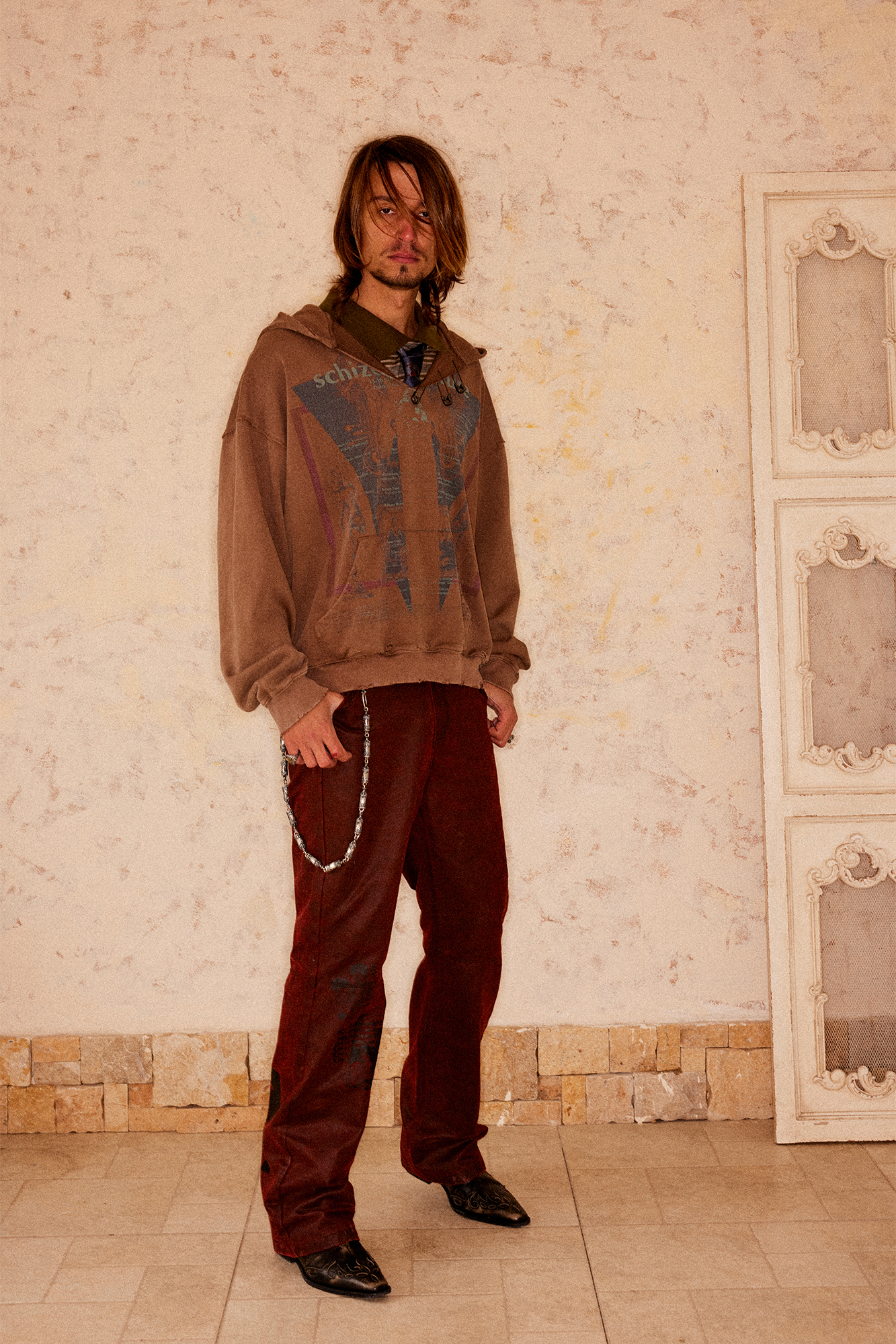 RICHILL Printed Coated Flared Pants-Pants-S-Free Shipping Leatheretro