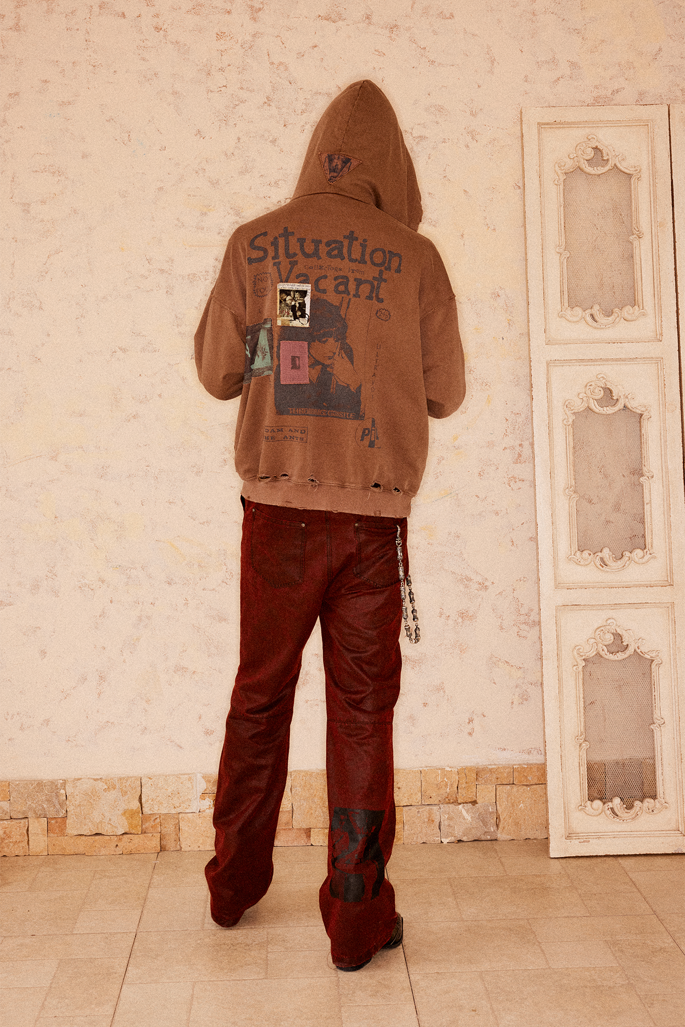 RICHILL Printed Coated Flared Pants-Pants-S-Free Shipping Leatheretro