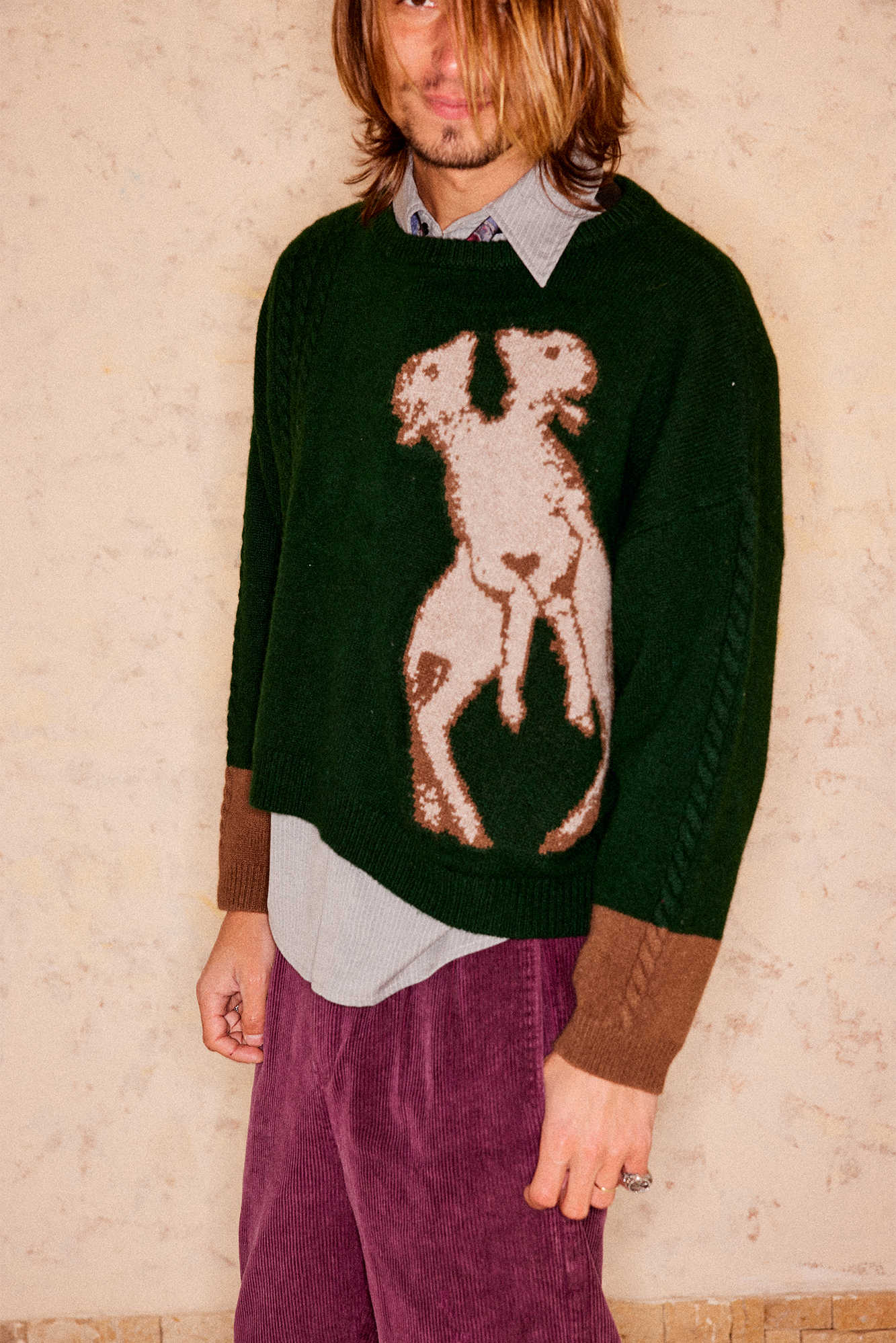RICHILL Sheep Graphic Wool Crewneck Sweater-Sweater-S-Free Shipping Leatheretro