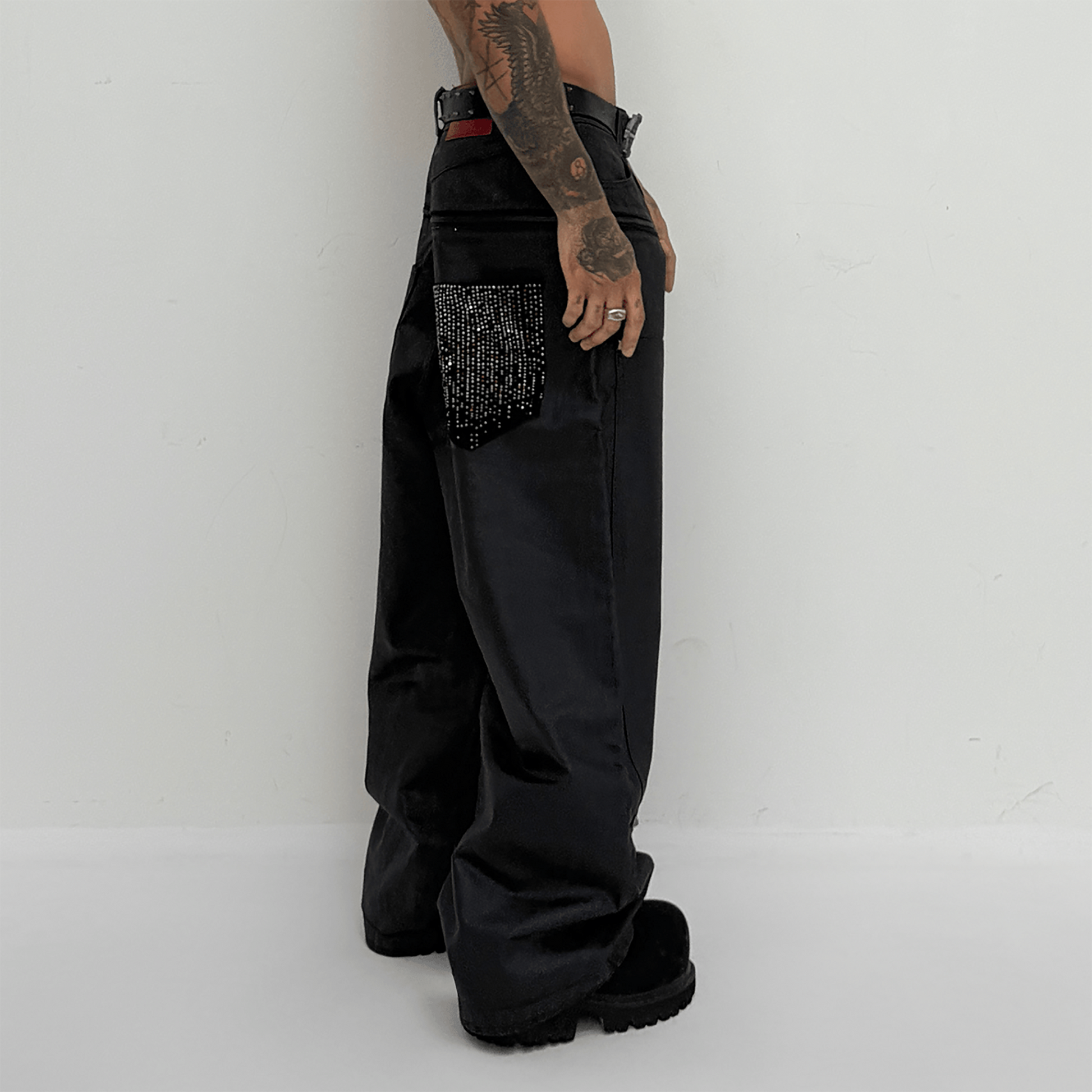 TECNINEGROUP Waxed Double-Knee Diamond Pockets Jeans-Jeans-XS (Preorder)-Free Shipping Leatheretro