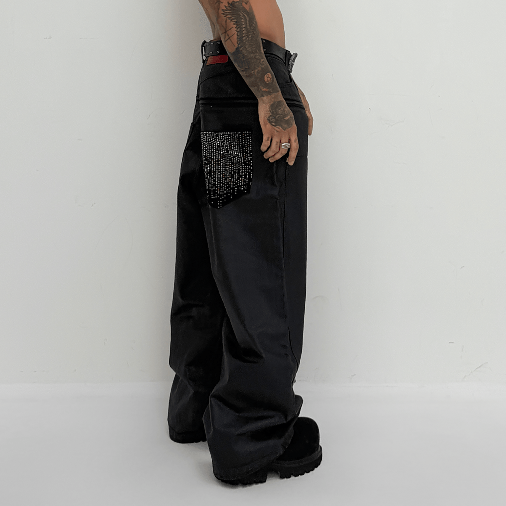 TECNINEGROUP Waxed Double-Knee Diamond Pockets Jeans-Jeans-XS (Preorder)-Free Shipping Leatheretro
