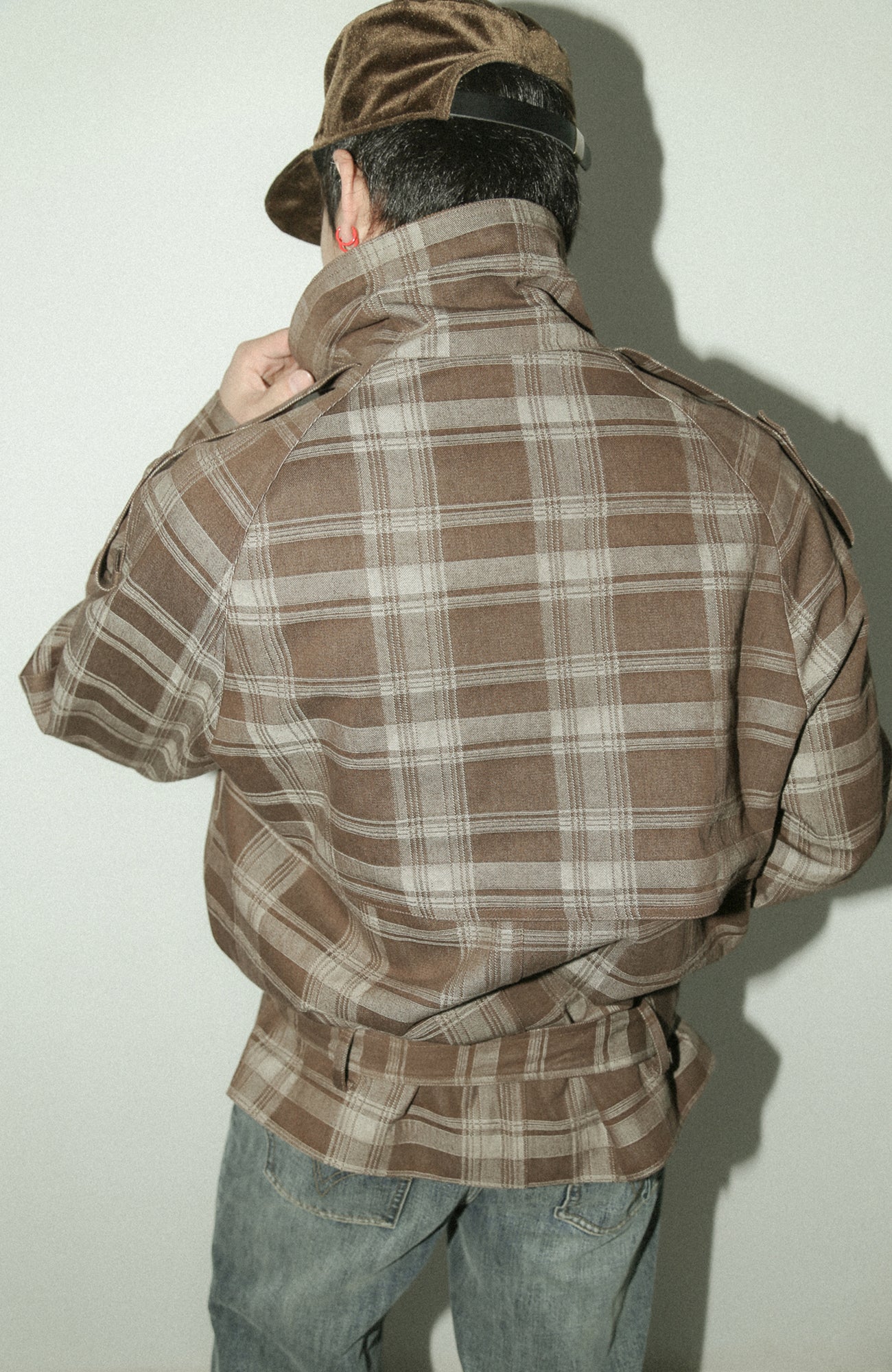 TRECLUB Retro Plaid Double-Breasted Trench Jacket-Jacket-S (Preorder)-Free Shipping Leatheretro