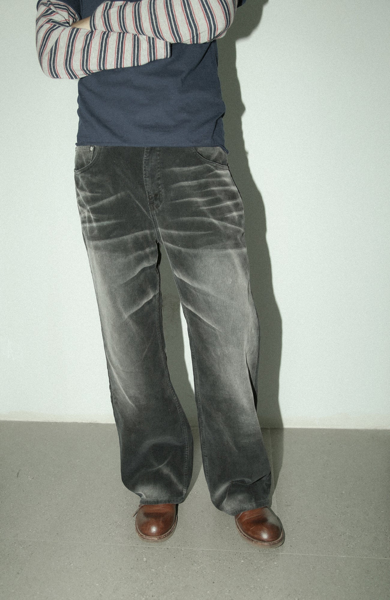 TRECLUB Washed Straight-Leg Corduroy Trousers-Pants-S (Preorder)-Free Shipping Leatheretro