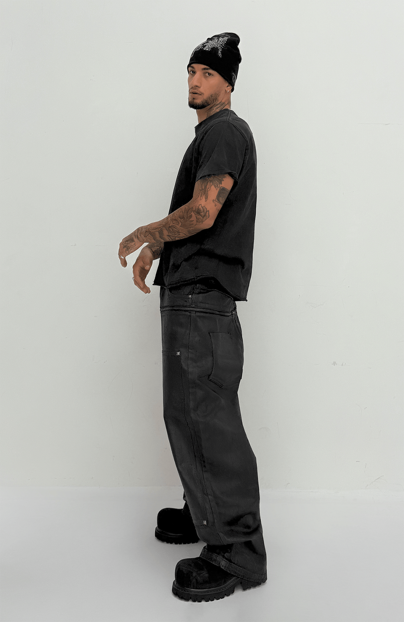TECNINEGROUP Waxed Double-Knee Diamond Pockets Jeans-Jeans-XS (Preorder)-Free Shipping Leatheretro
