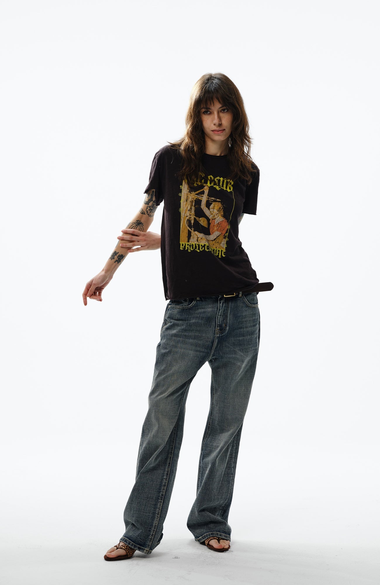 TRECLUB Retro Slub-Wash Straight-Leg Jeans-Jeans-S-Free Shipping Leatheretro