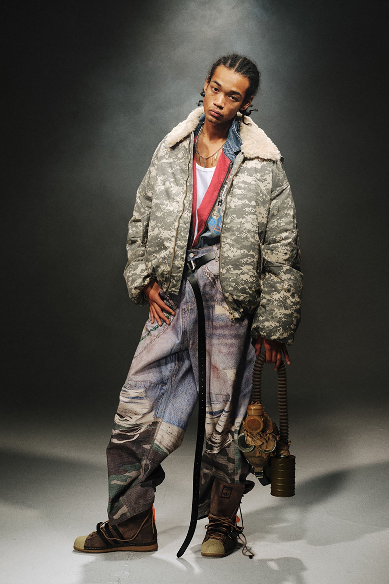 TRECLUB Detachable Collar Camo Puffer Jacket-Jacket-S-Free Shipping Leatheretro