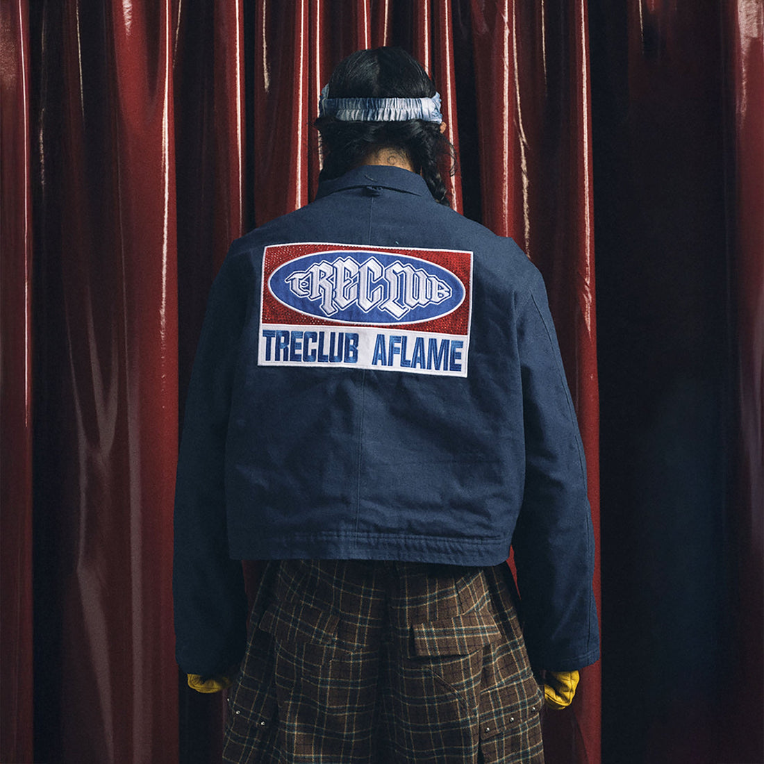 TRECLUB Flame Embroidered Hook Buckle Cropped Jacket-Jacket-S-Free Shipping Leatheretro