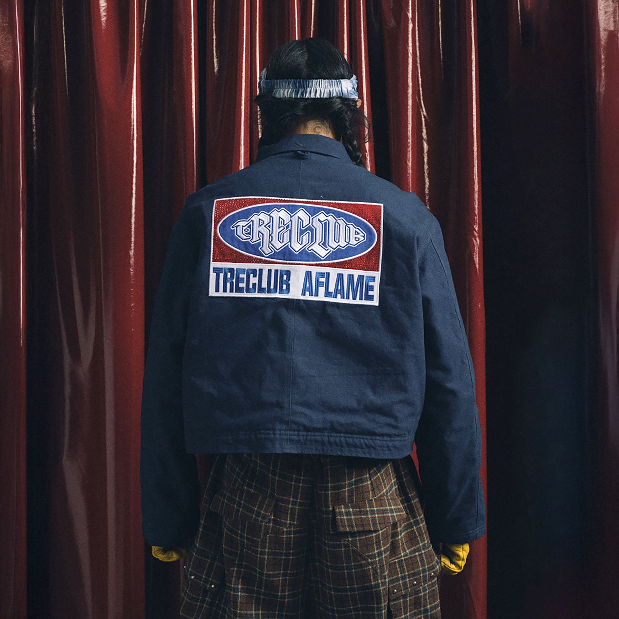 TRECLUB Flame Embroidered Hook Buckle Cropped Jacket-Jacket-S-Free Shipping Leatheretro