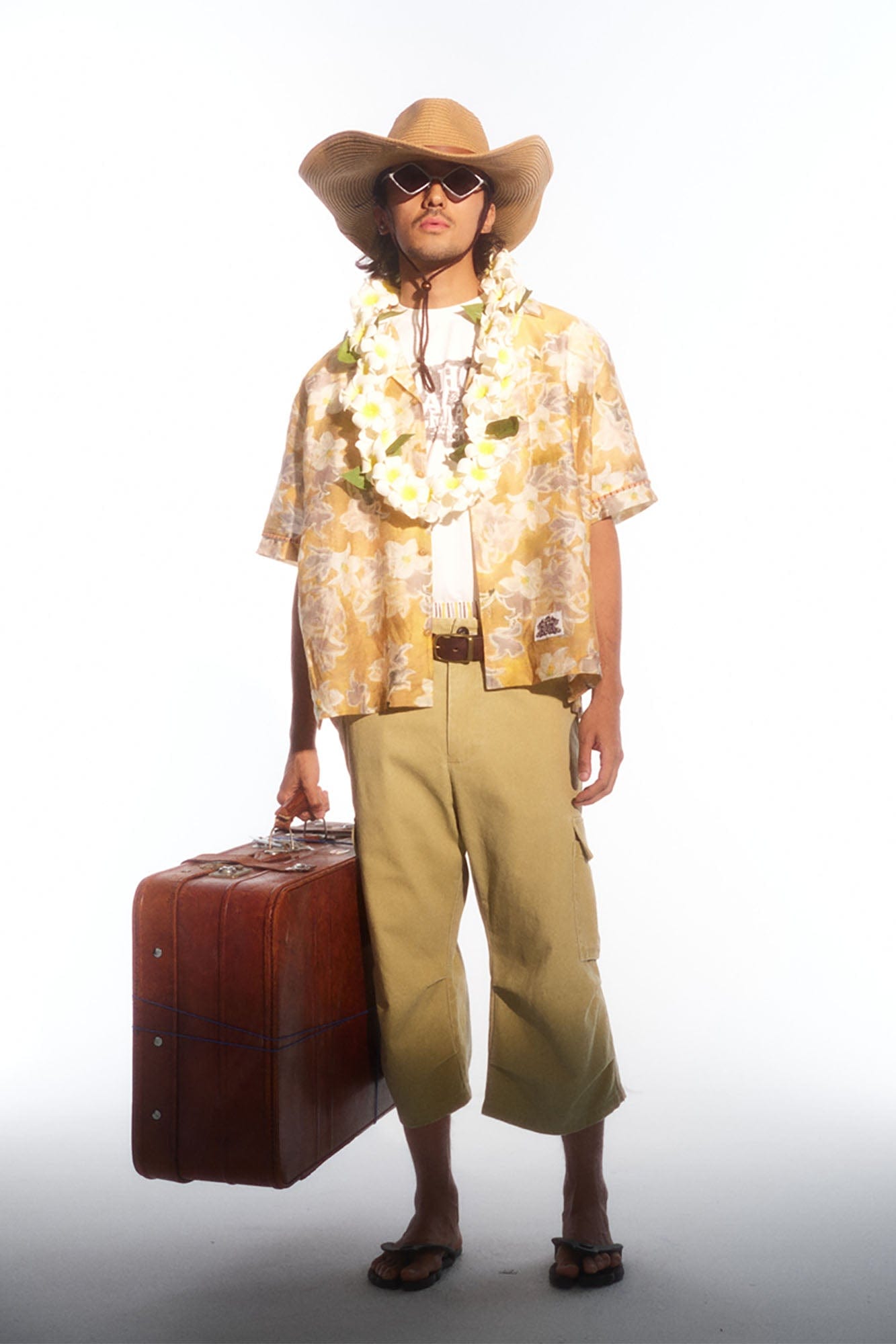 TRECLUB Floral Full-Print Cuban Half Shirt-Half shirt-S-Free Shipping Leatheretro