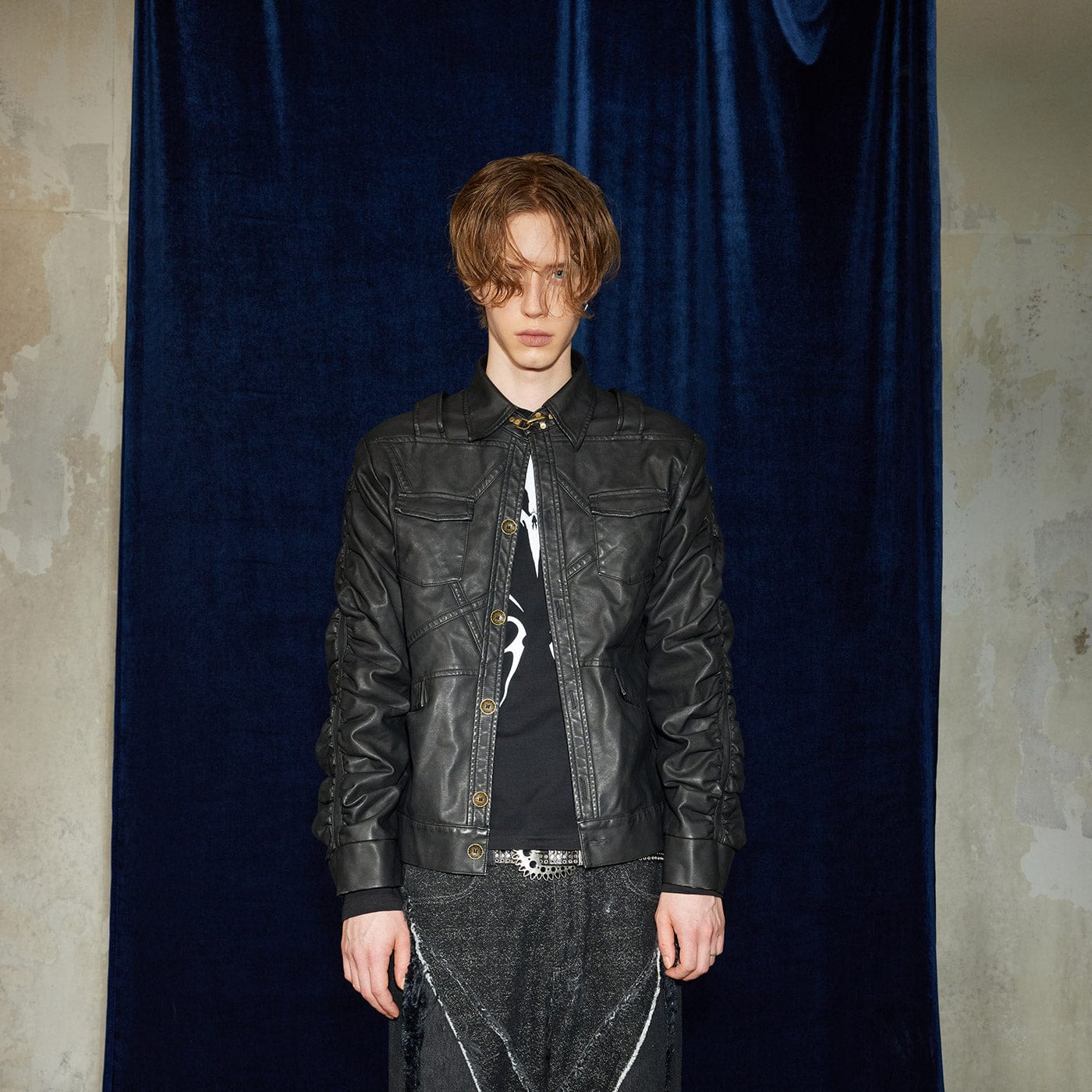 DND4DES Faux Leather Wrinkled Jacket-Jacket-S-Black-Free Shipping Leatheretro