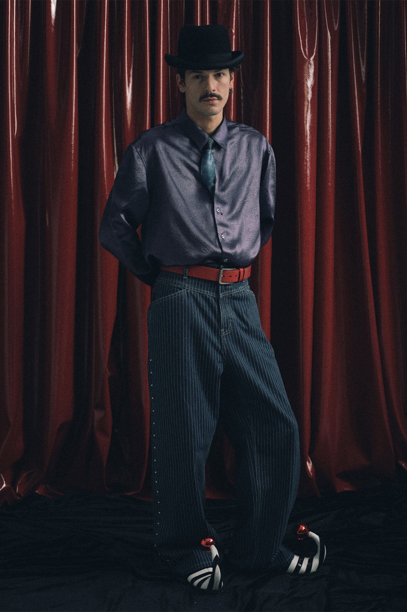 TRECLUB Studded Seam Striped Jeans-Jeans-S-Free Shipping Leatheretro