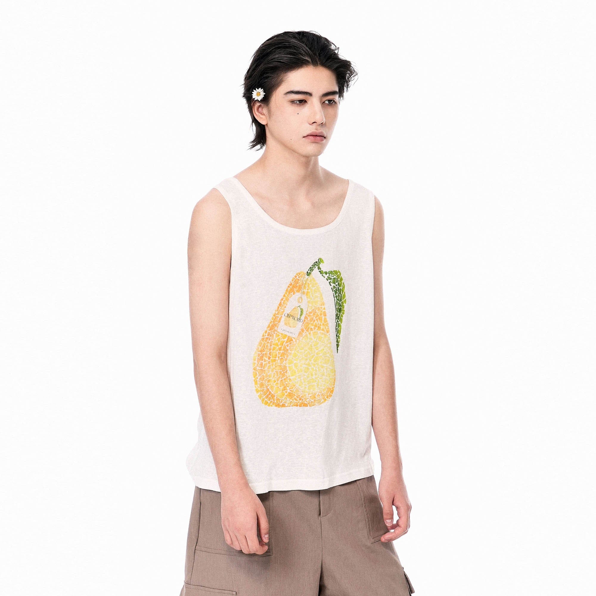 OIPWORD Mosaic Pear Graphic Tank Top-Tank Top-S-Free Shipping Leatheretro