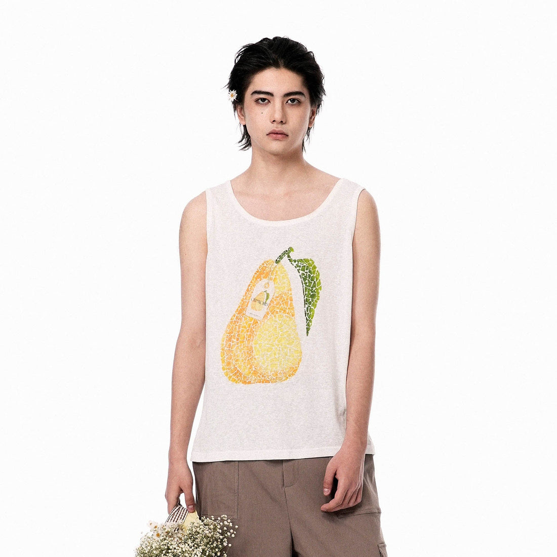 OIPWORD Mosaic Pear Graphic Tank Top-Tank Top-S-Free Shipping Leatheretro