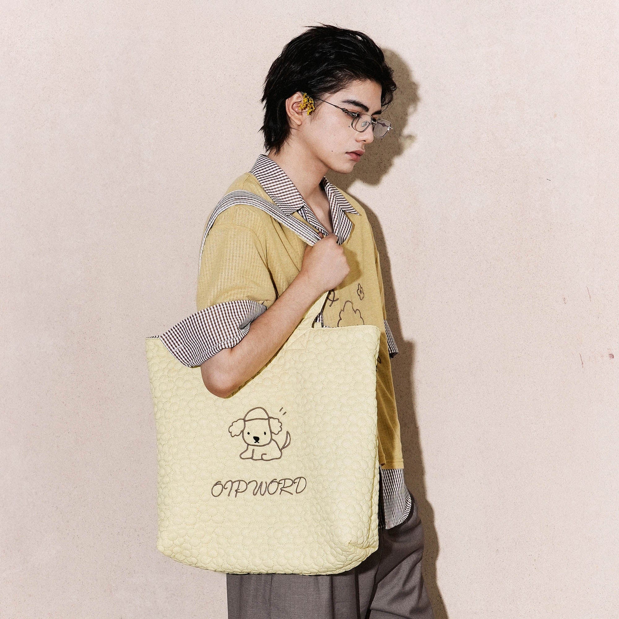 OIPWORD Reversible Quilted & Check Tote Bag-Bag-One Size-Free Shipping Leatheretro