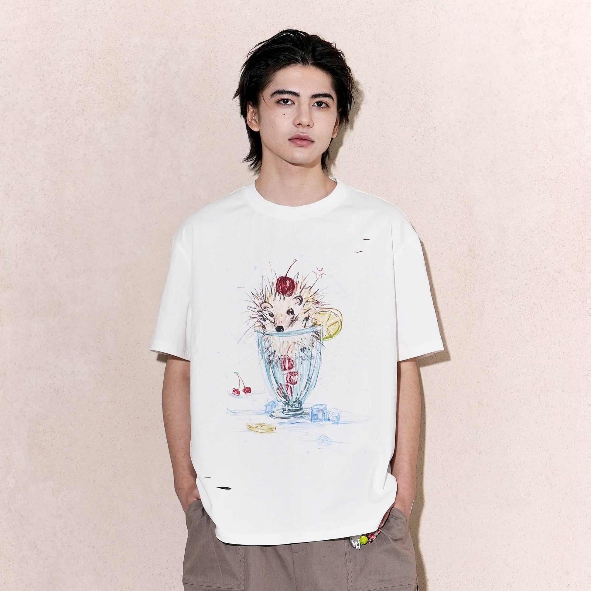 OIPWORD Cherry Hedgehog Graphic T-Shirt-T Shirt-S-Free Shipping Leatheretro