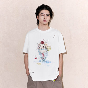 OIPWORD Cherry Hedgehog Graphic T-Shirt-T Shirt-S-Free Shipping Leatheretro