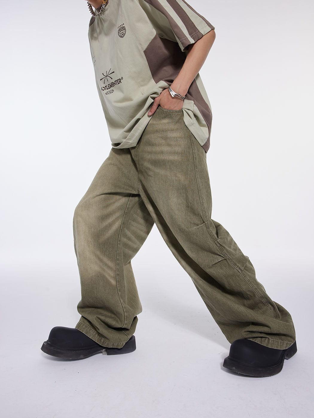 WHISTLEHUNTER Triple Washed Drape Jeans (3 Colors)-Jeans-S-Ash-Free Shipping Leatheretro