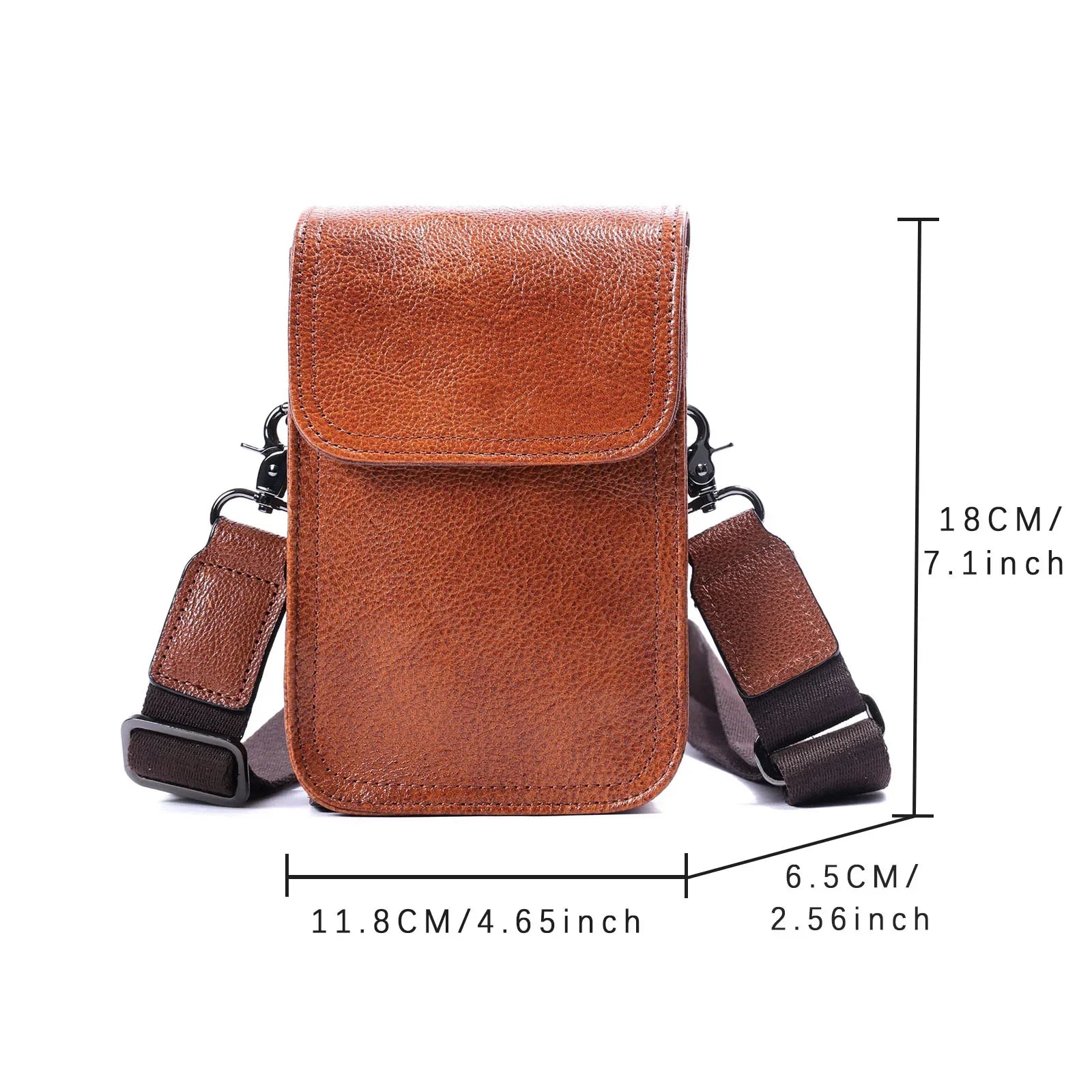 Genuine Leather Men's Shoulder Bag – Vintage Style Crossbody Phone Pouch-Handbags-Brown-Free Shipping Leatheretro