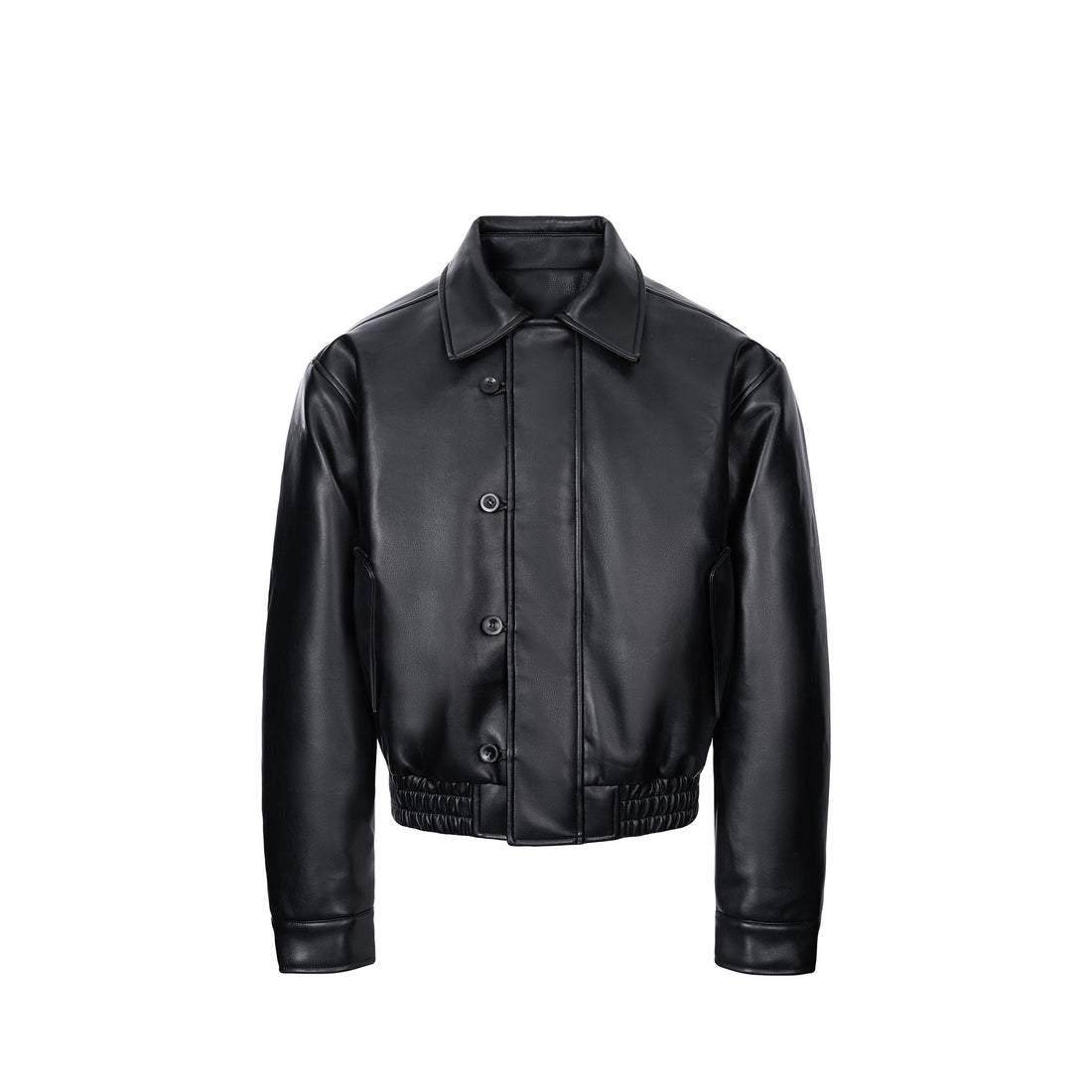 ESAIAS Retro Button-Up Faux Leather Puffer Jacket-Jacket-S-Free Shipping Leatheretro