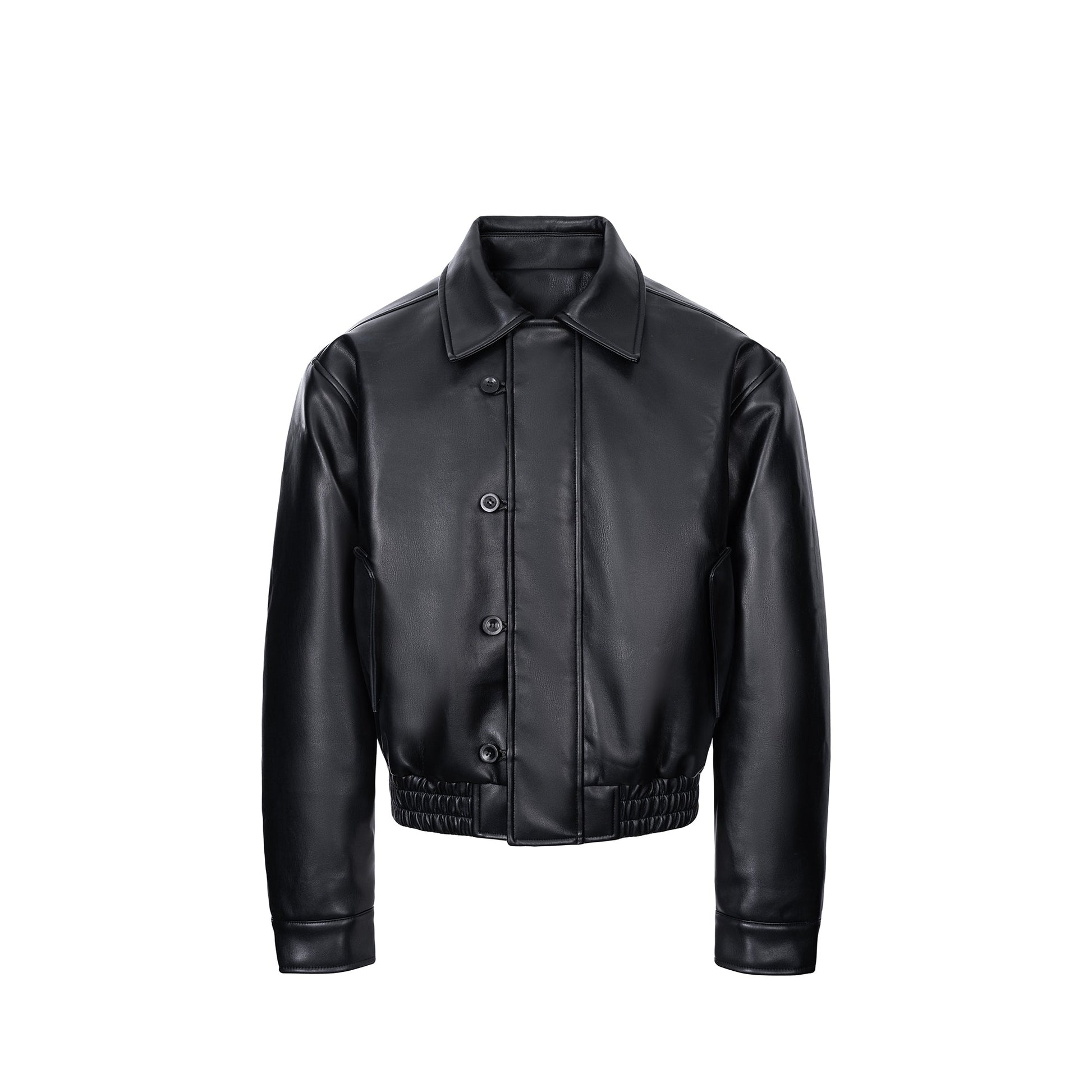 ESAIAS Retro Button-Up Faux Leather Puffer Jacket-Jacket-S-Free Shipping Leatheretro